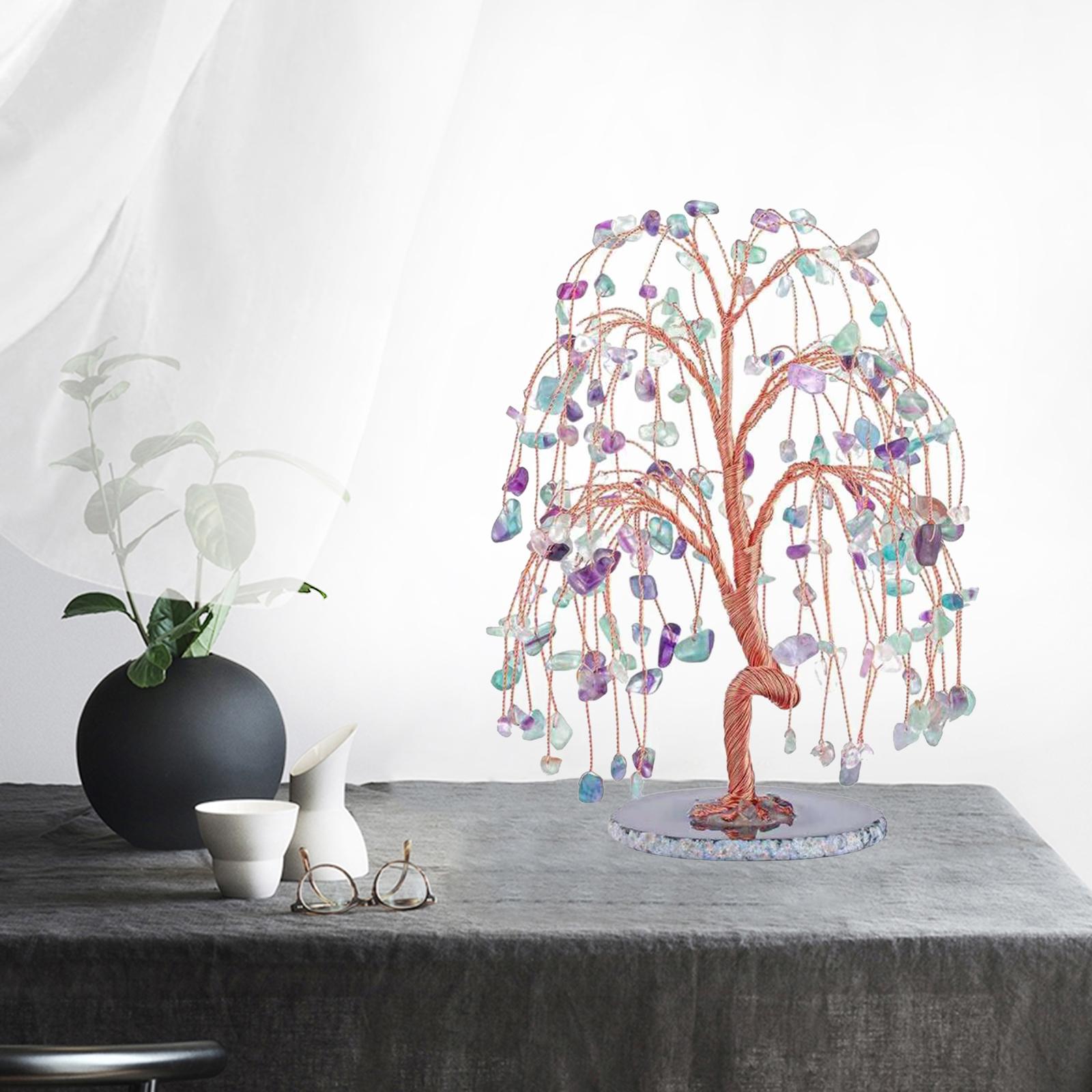 Crystal Money Tree Bonsai Gemstone Stone Figurine for Wealth Luck Colorful 2