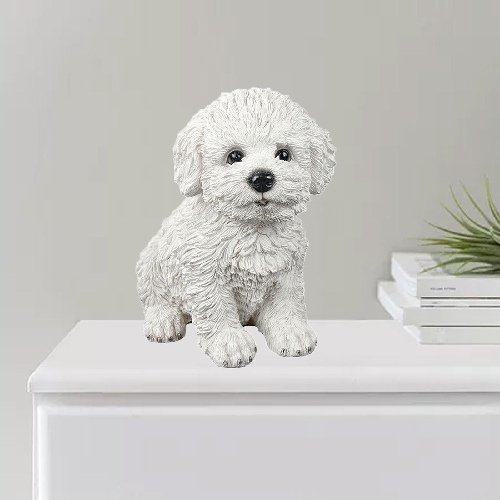 Creative Dog Figurine Statue Collection for Desktop Office Living Room White