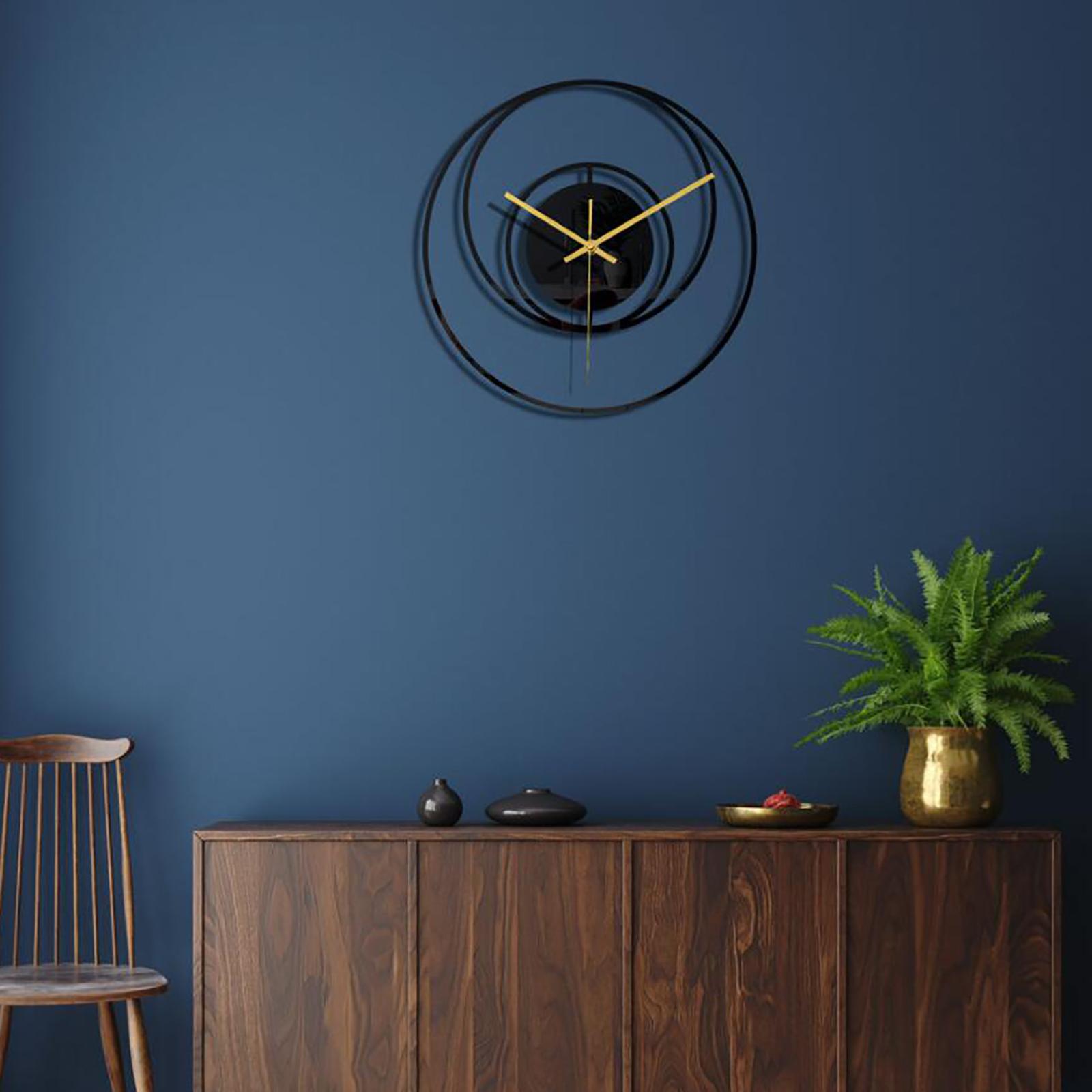 Fashionable Wall Clocks Wall Art Decor Battery Operated for Bedroom  Black A