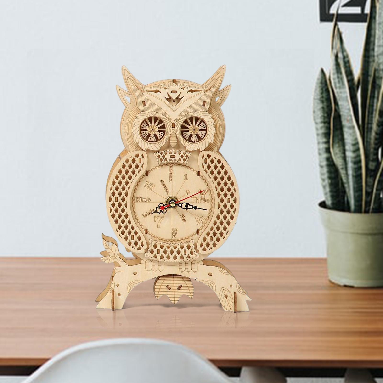 3D Owl Clock Model Kits Wooden Puzzles Toy Set for Kids Adults Teens Gift