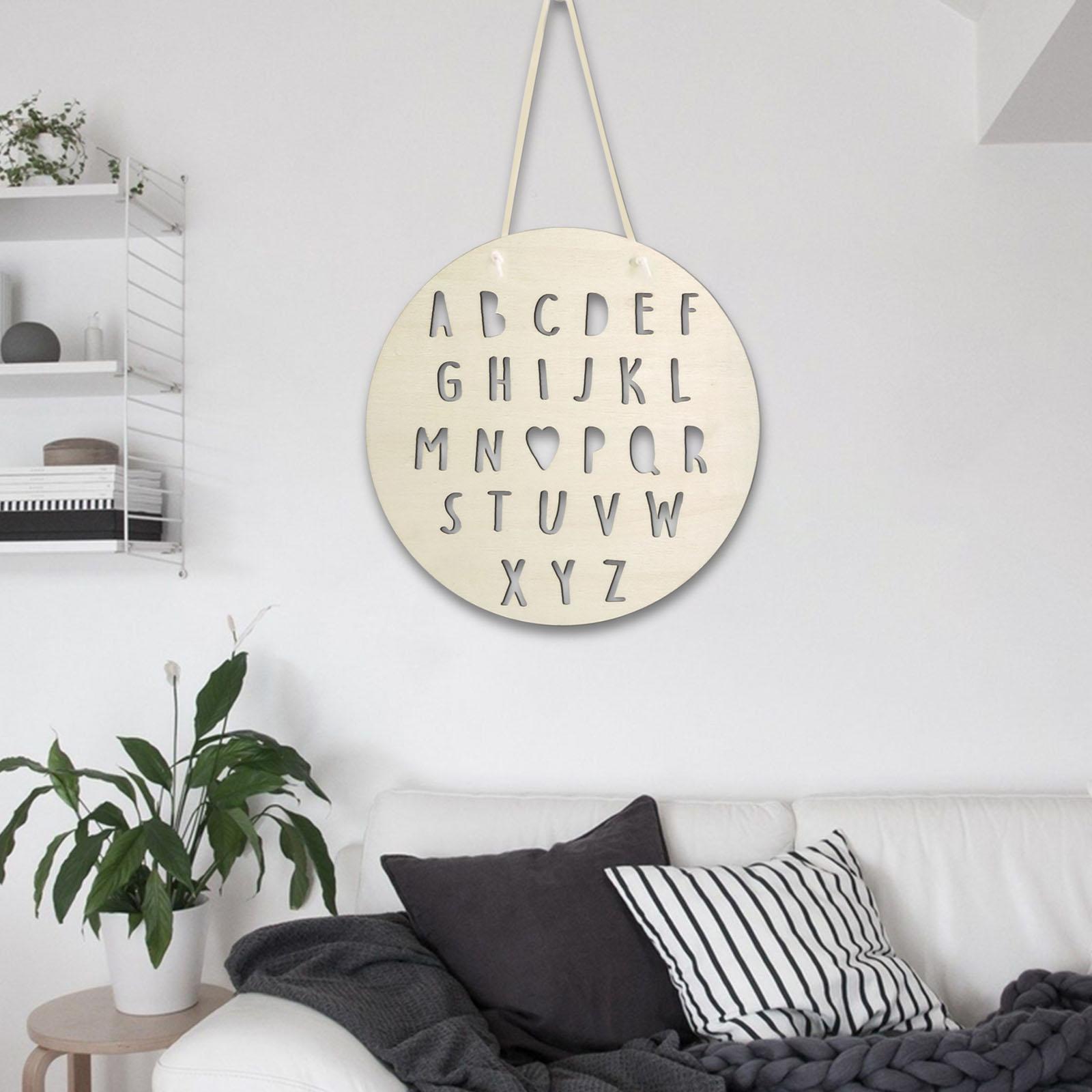 Alphabet Letter Wooden Chips Wall Hanging Ornaments for Baby Room Wedding