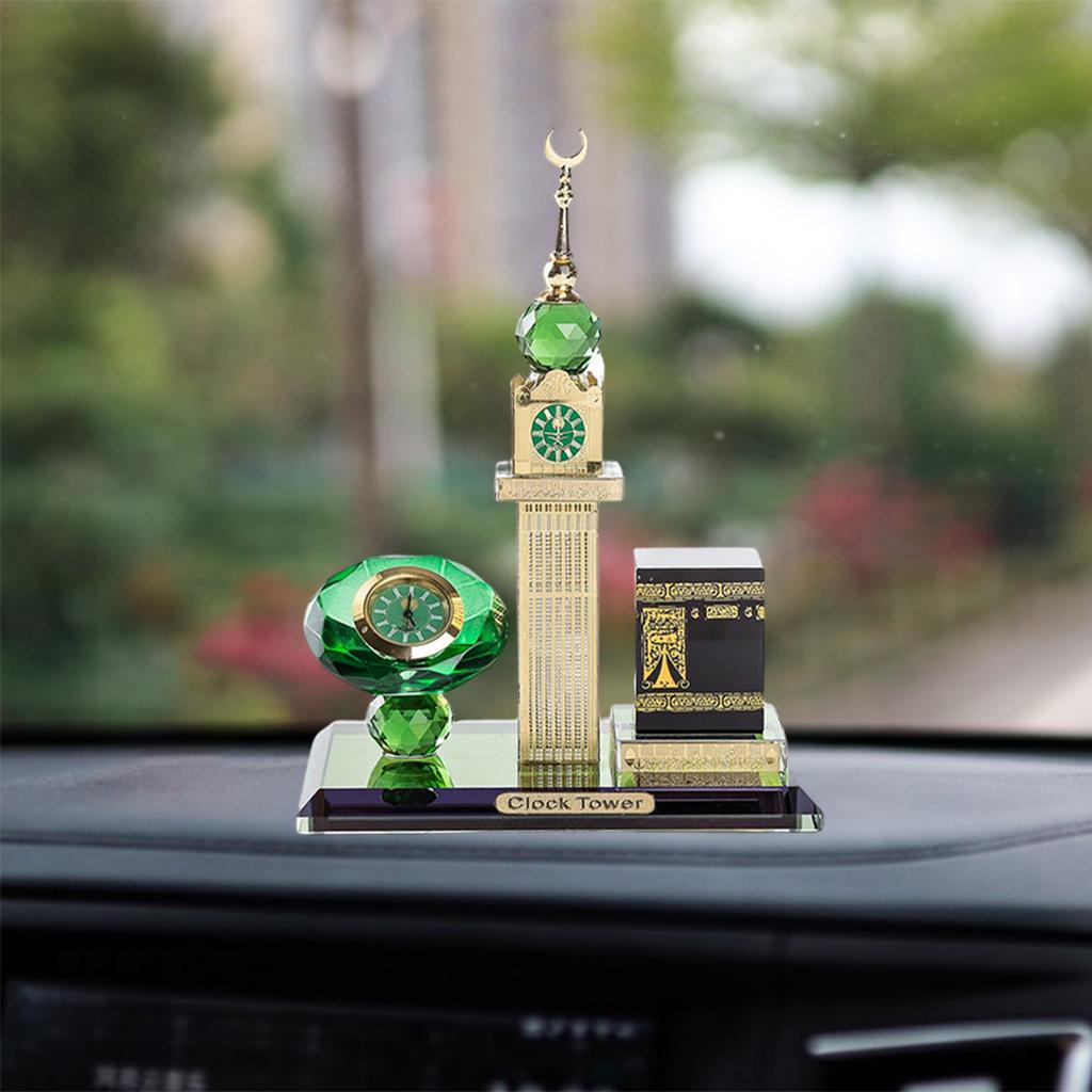 Muslim Model Miniature Clock Car Islamic Building Model Statue  12.5x8.5x17cm