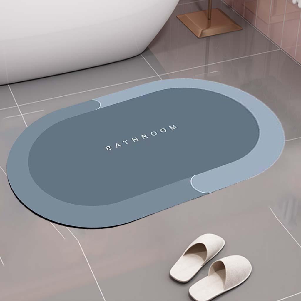 Bathroom Mat Absorbent Balcony Carpet Floor Shower Rugs Oval Blue M