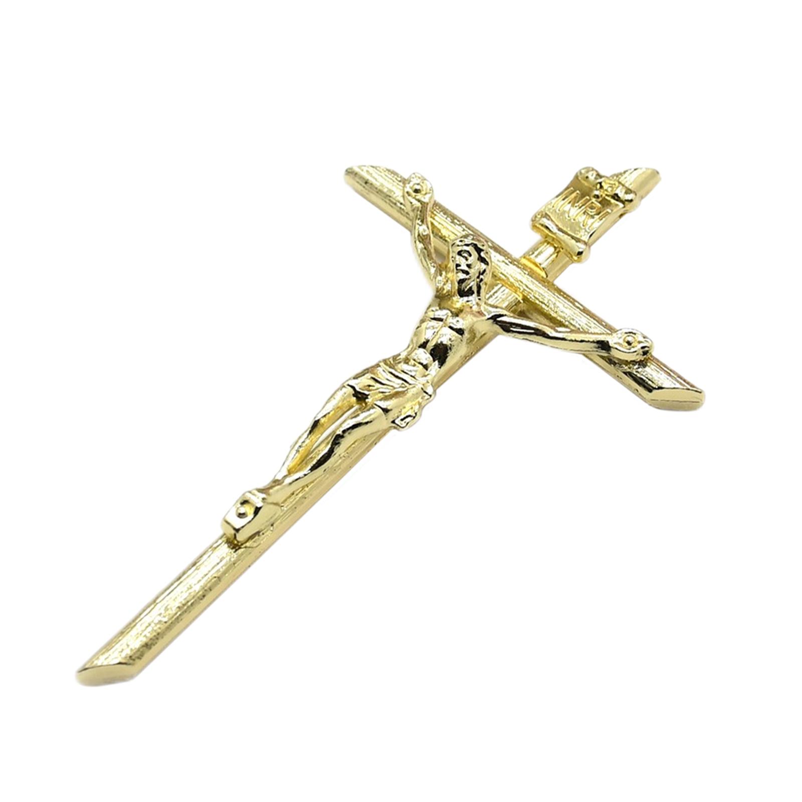 Fashion Crucifix Cross Pendant Gold Plated Alloy Catholic Christian Jewelry 4.6x8.1cm