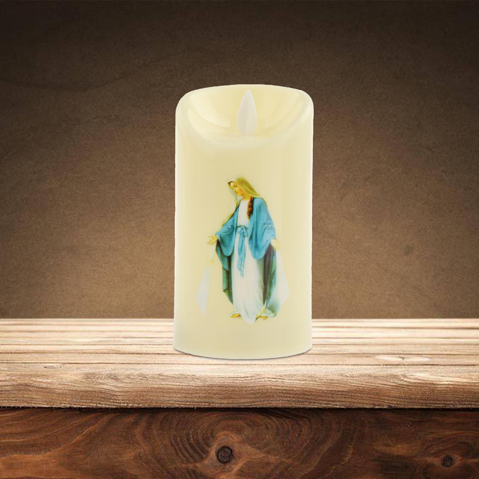 Electronic Candle Flameless Pillar Light Decoration  Virgin Ascension 