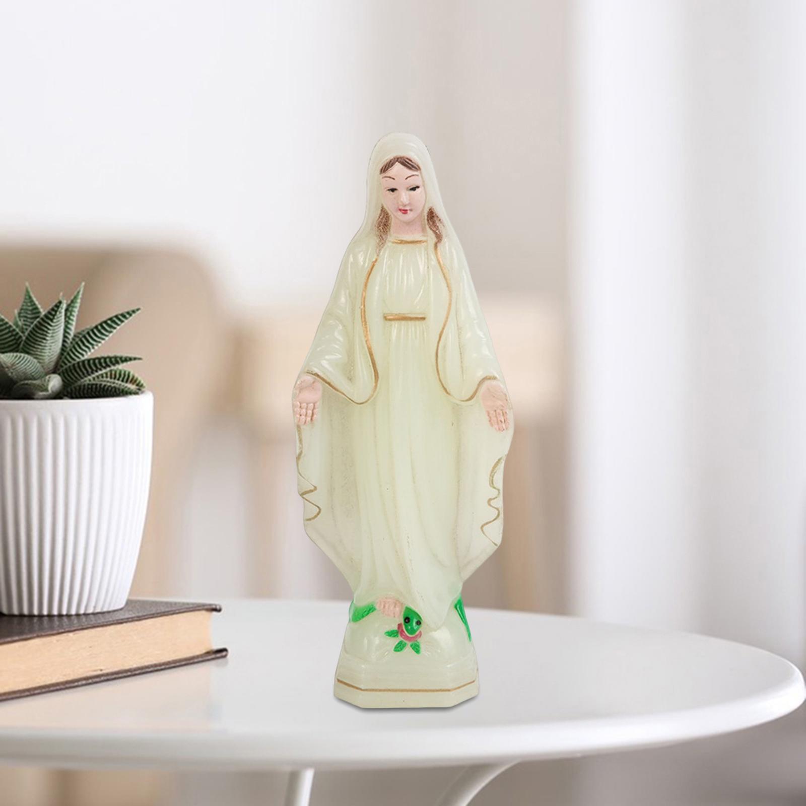 Blessed Virgin Mary Figurine Character Sculpture Statue Decoration 15cm Luminous