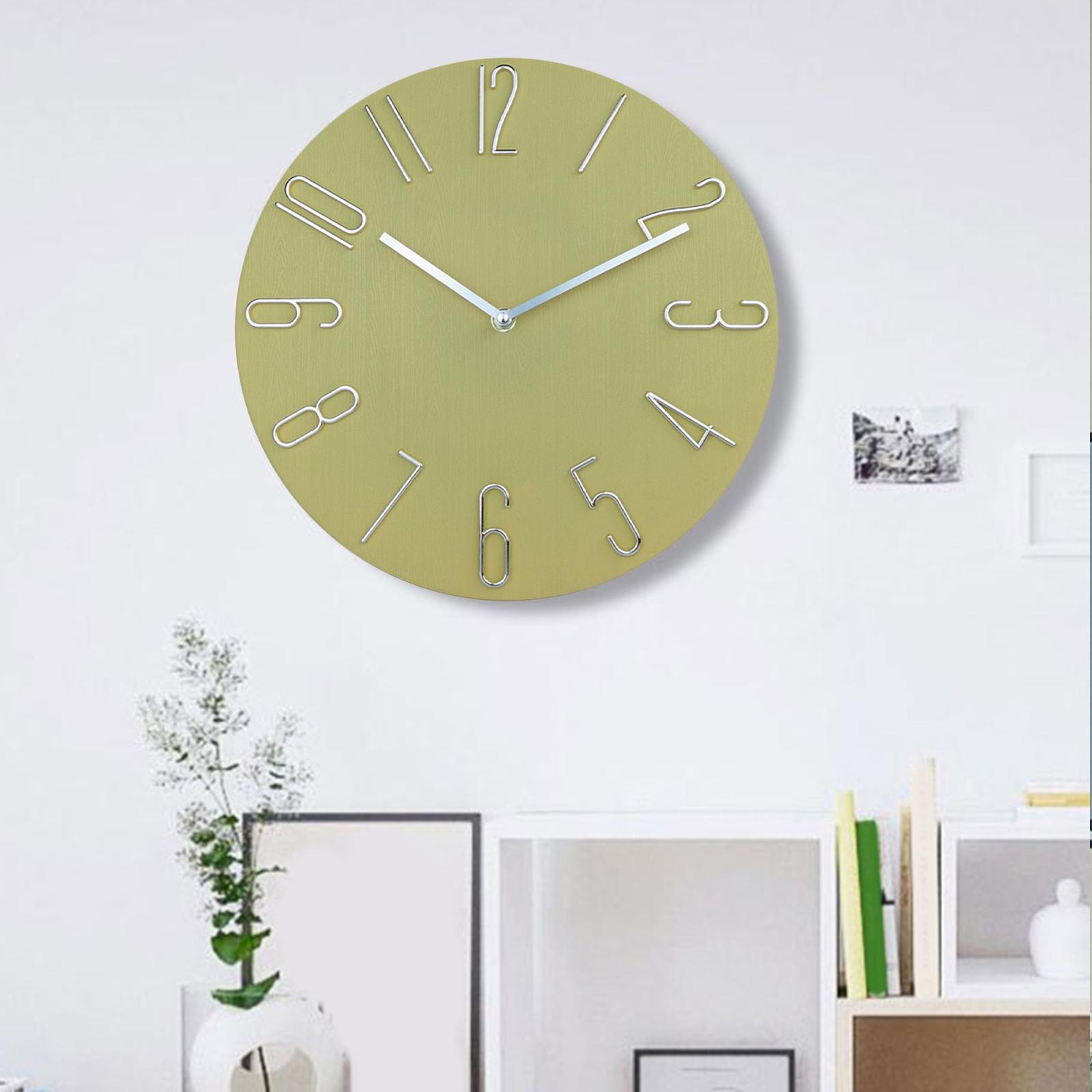 Hanging Clocks Non Ticking Silent Simple 12 inch Wall Clock for Yellow