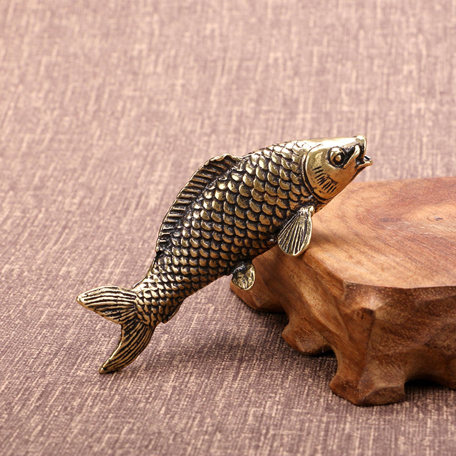 Pure Brass Fish Figurines Miniature Animal Model Sculpture Small Fish Statue