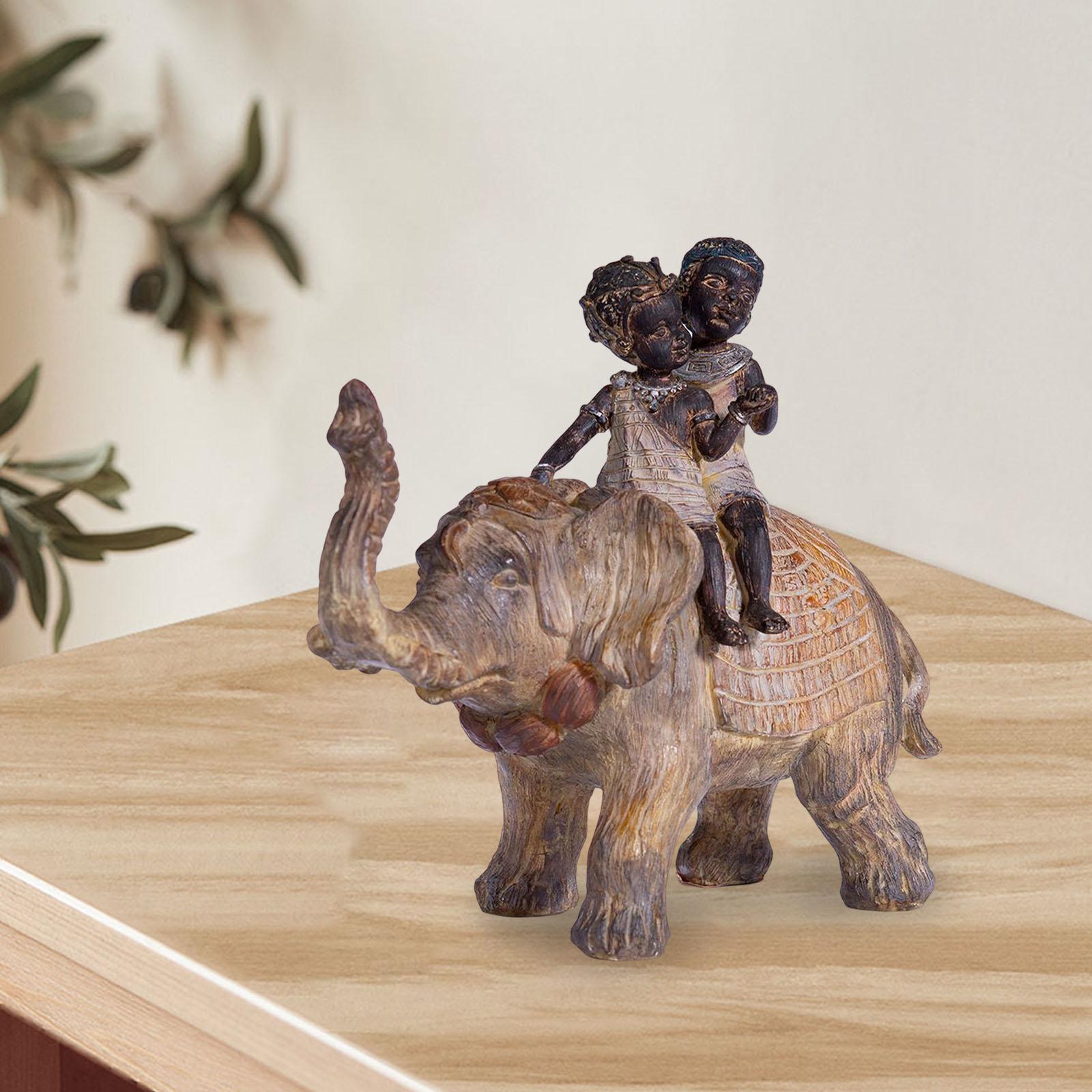 Elephant Figurine Resin Kids Statue Animal Sculpture for Living Room Home