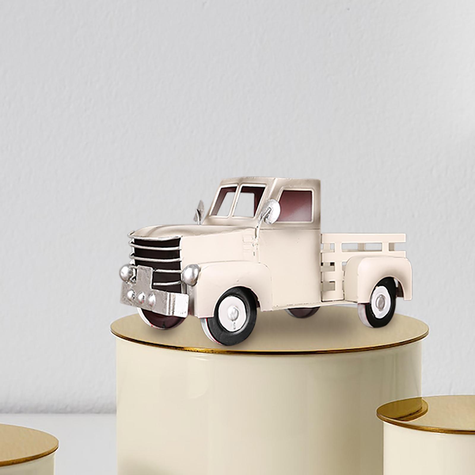 Retro Style Pickup Truck Car Model for Bookshelf Desk Cabinet Children beige
