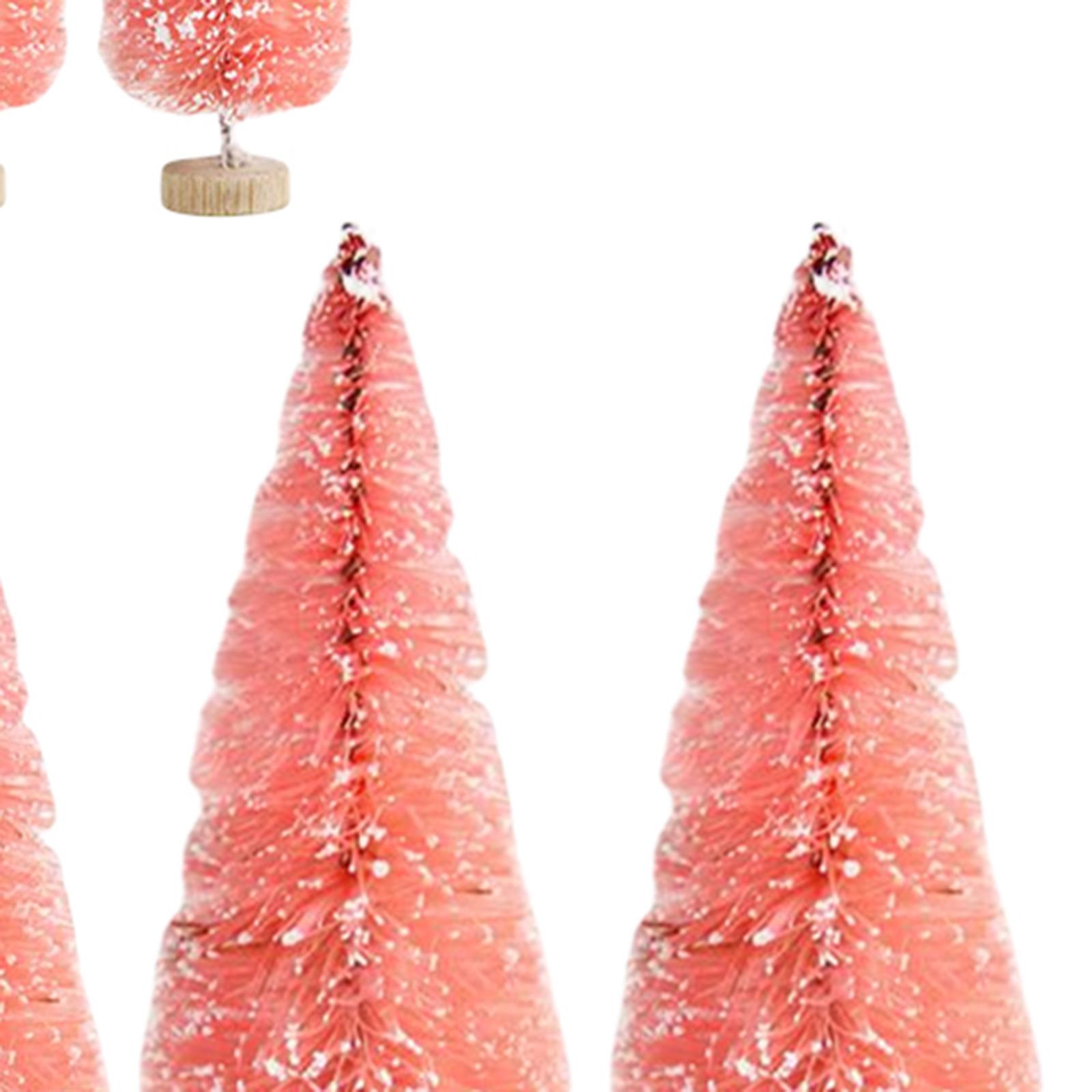 8x Desktop Miniature Pine Tree Ornaments for Desk Christmas Party Holiday Pink