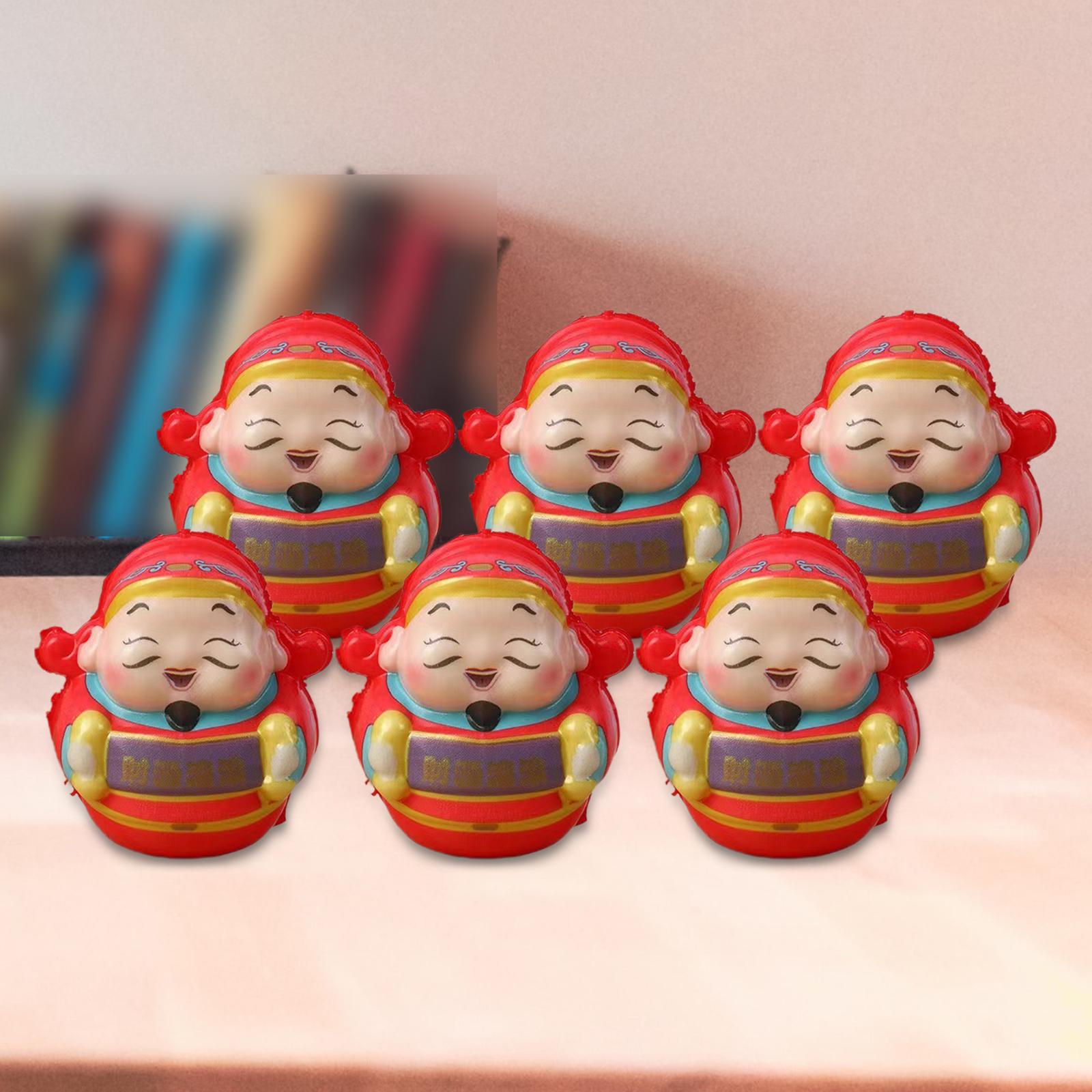 6Pcs Traditional Lucky Figurine Statue Sculpture Ornament for Home Office