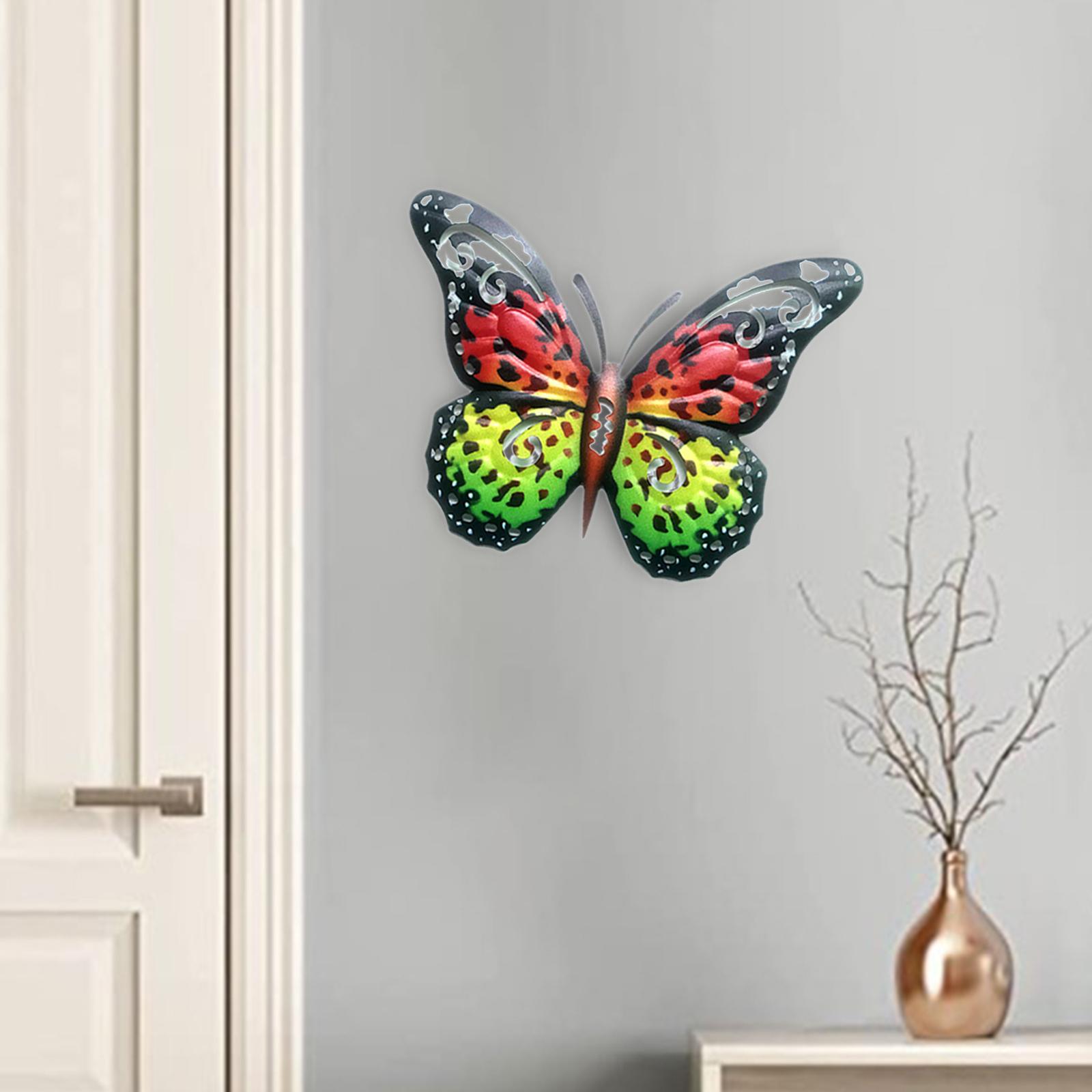 Creative Butterfly Wall Sculpture Art Decoration for Indoor Bedroom Yard Red Green