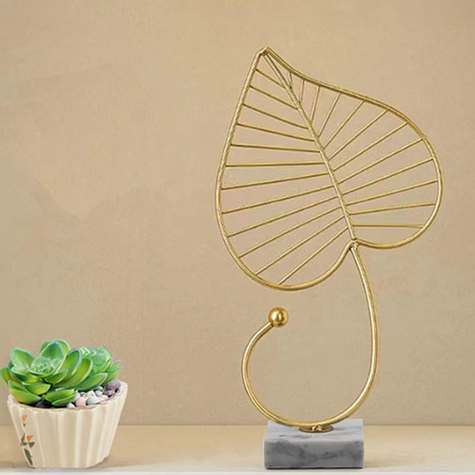 Leaf Sculpture Figurine Metal Statue for Office Tabletop Home Ornament