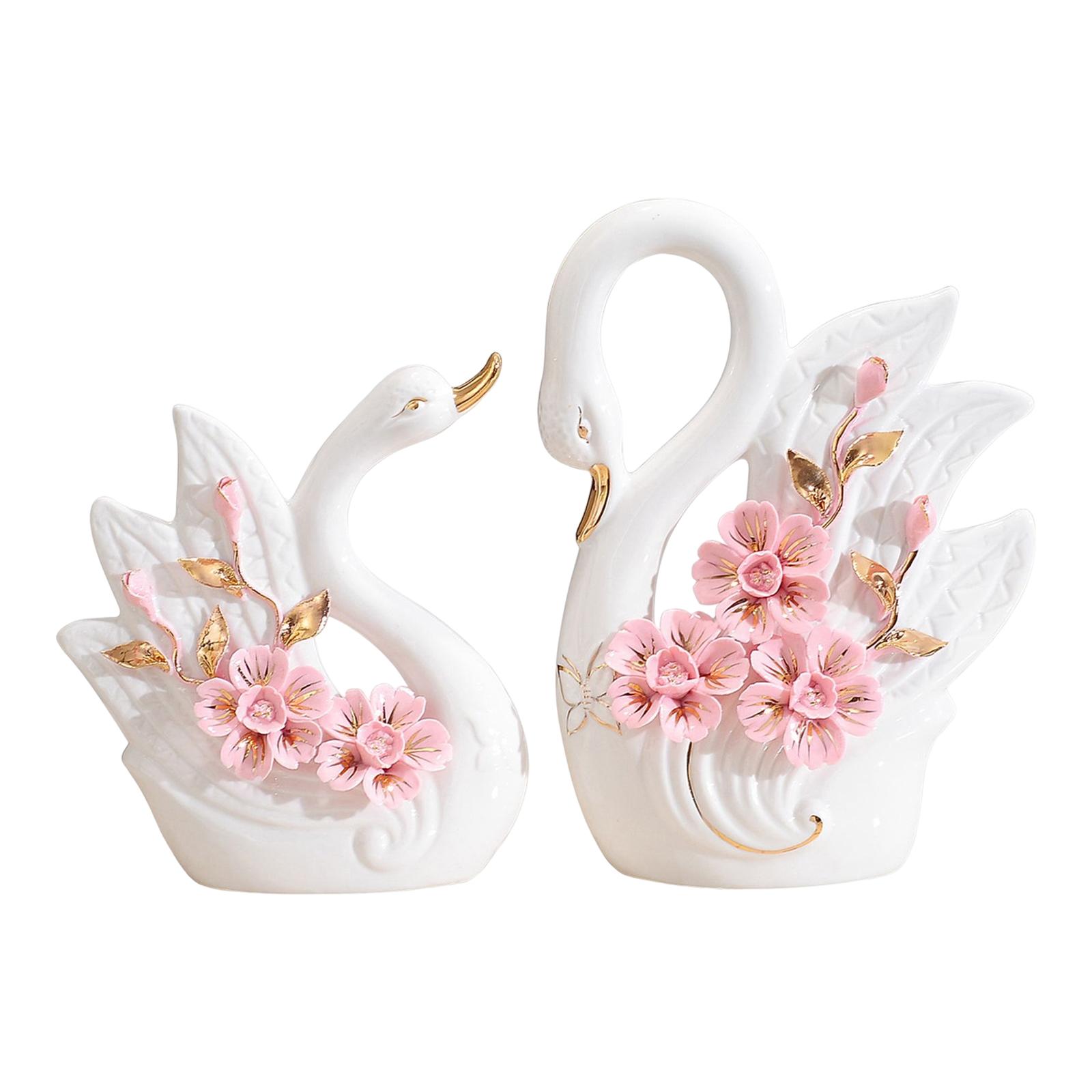 Ceramic Swan Figurines 2Pcs
