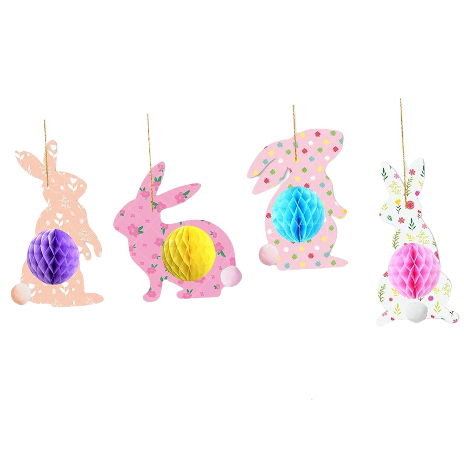 4Pcs Easter Bunny Ornament Decoration DIY Crafts Hanging for Festival Patio