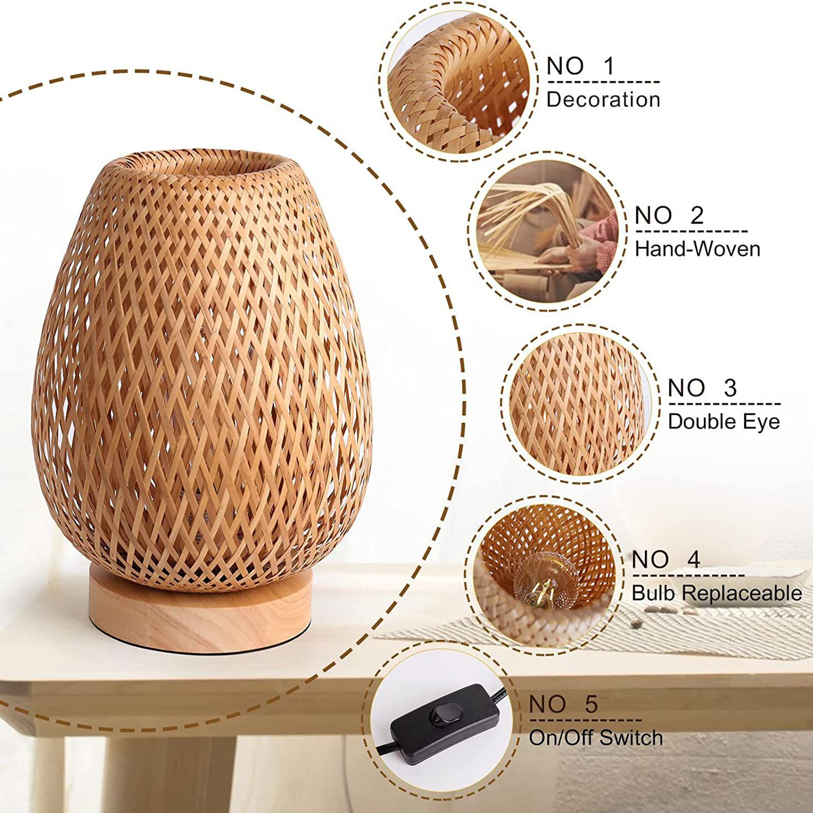 Bamboo Lampshade Night Light Ornament Fittings for Office Restaurant Bedside