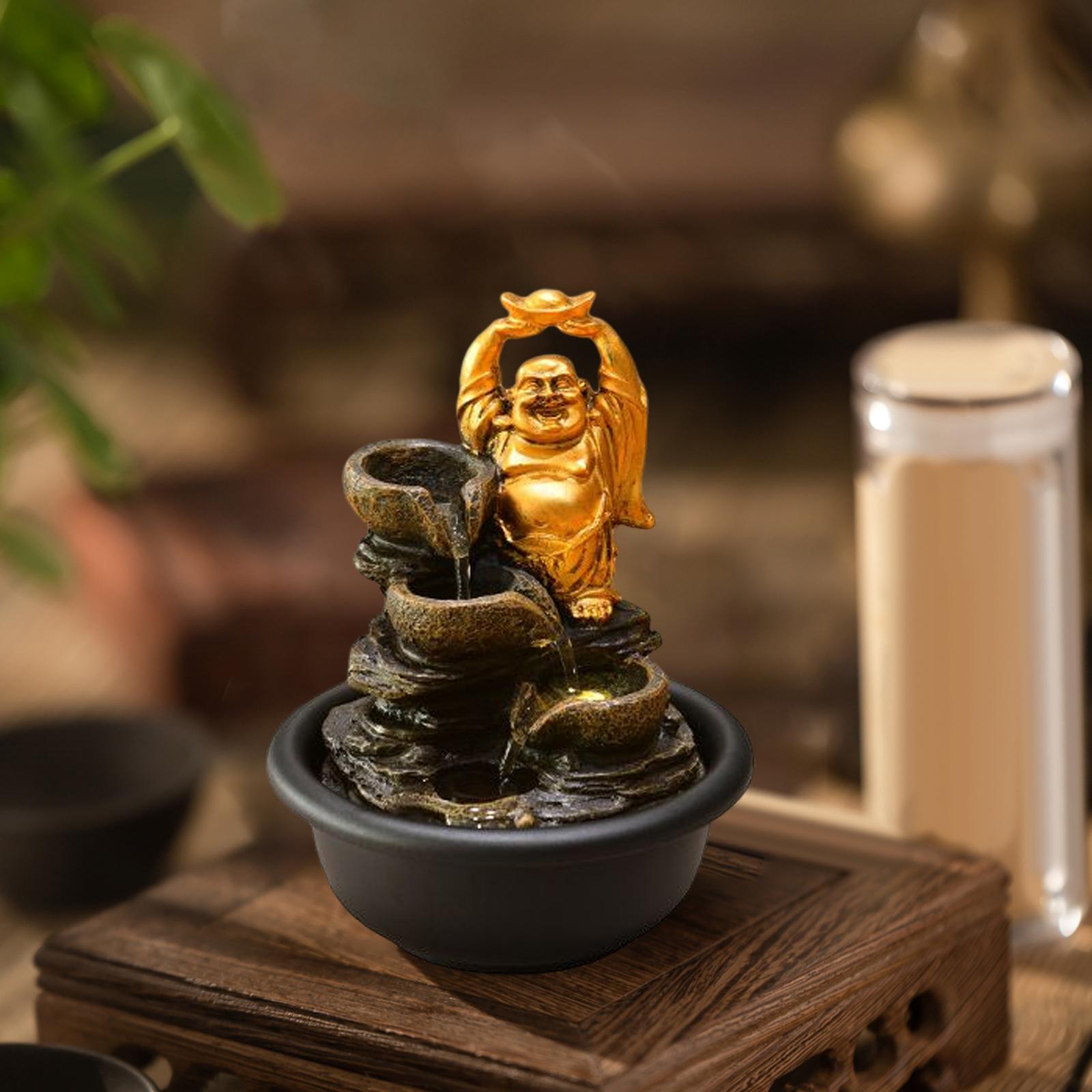 Tabletop Water Fountain Buddha Statue for Office Farmhouse Birthday Gifts Fortune Buddha