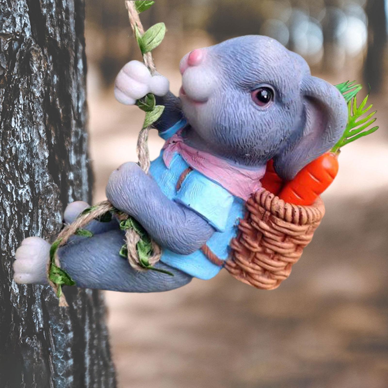 Hanging Rabbit Sculpture Premium Outdoor Garden Statue for Deck Patio