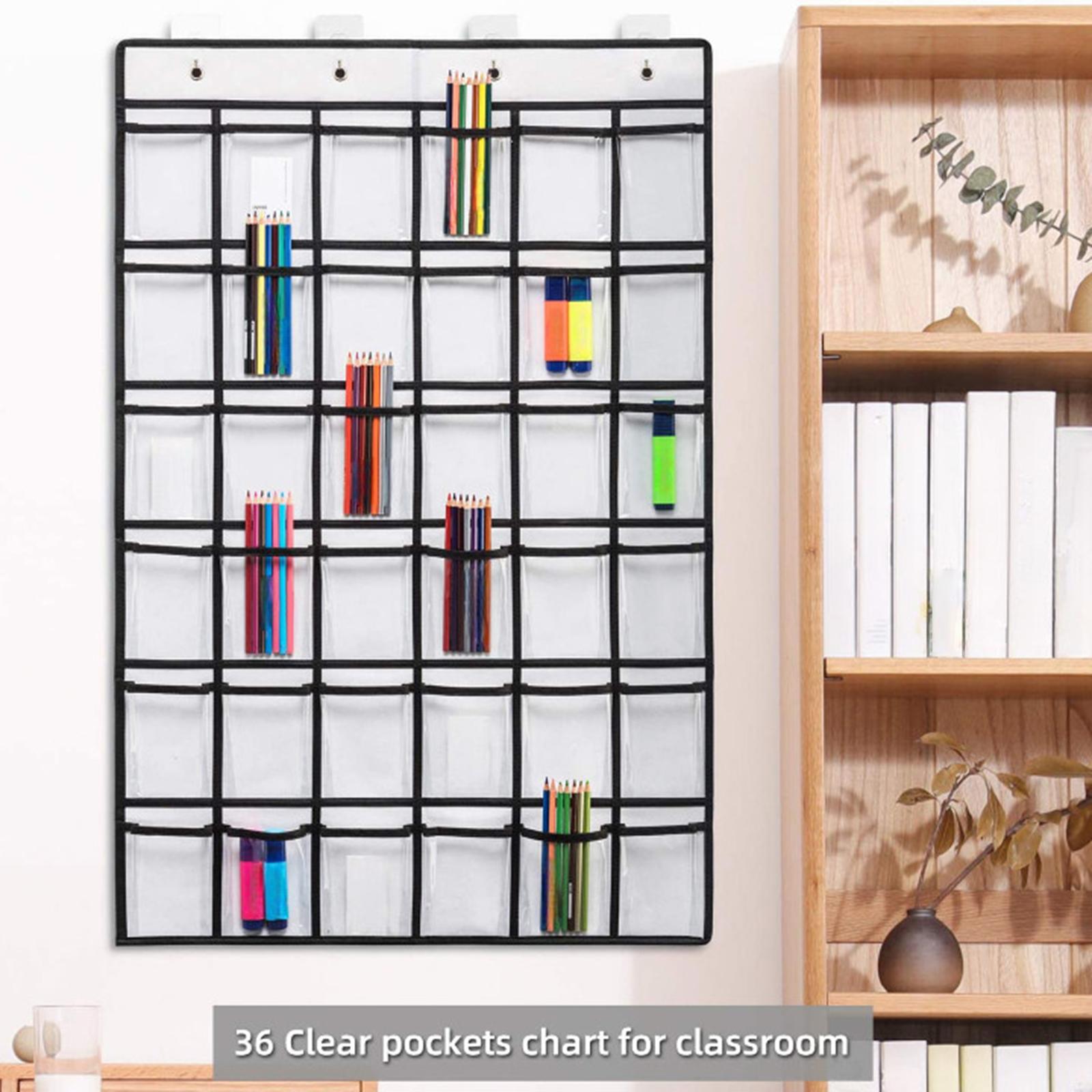 Classroom Pocket Chart Wall Hanging with 36 Pockets Durable Pocket Organizer White