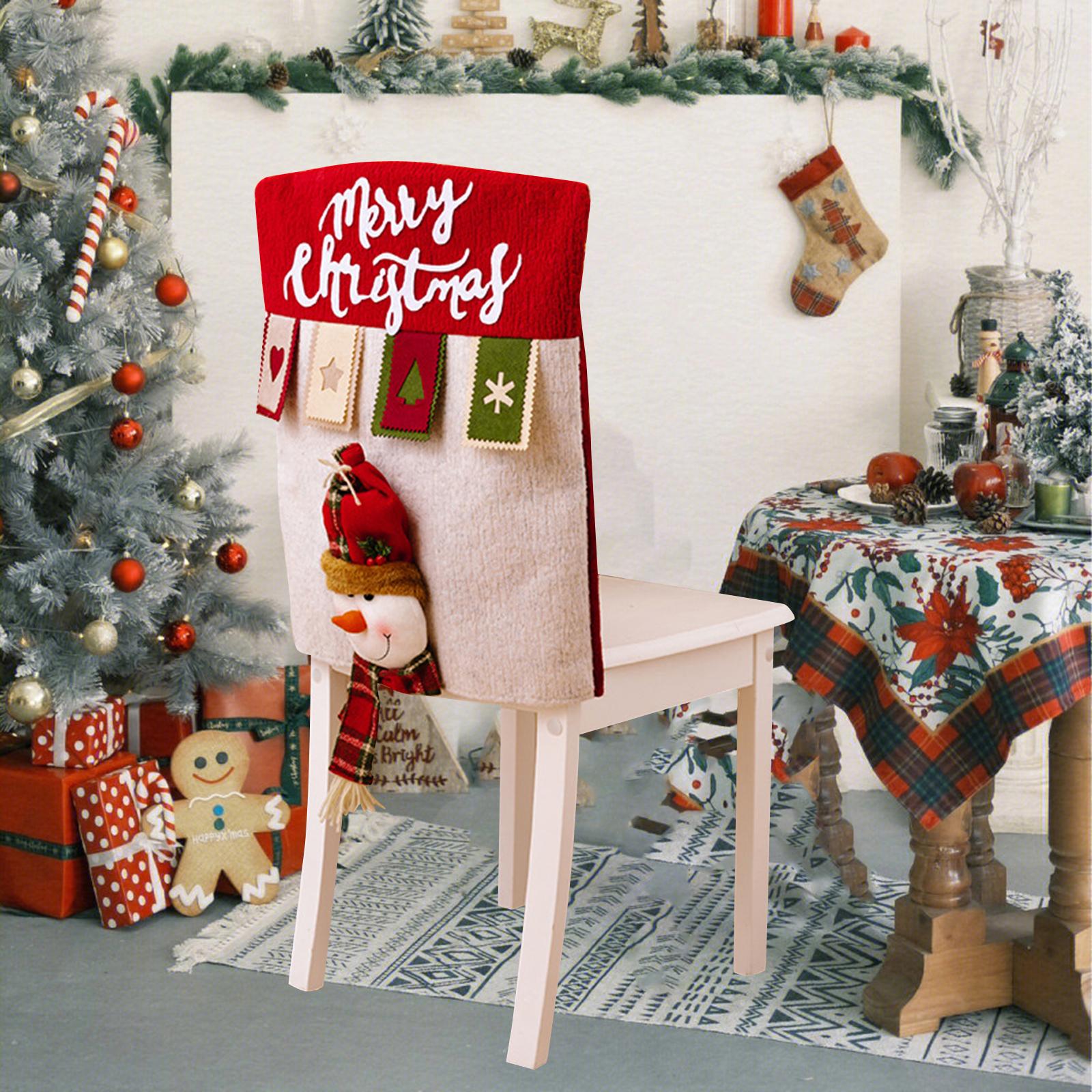 Christmas Chair Cover Decor Christmas Seat Covers for Kitchen Festival Hotel Snowman