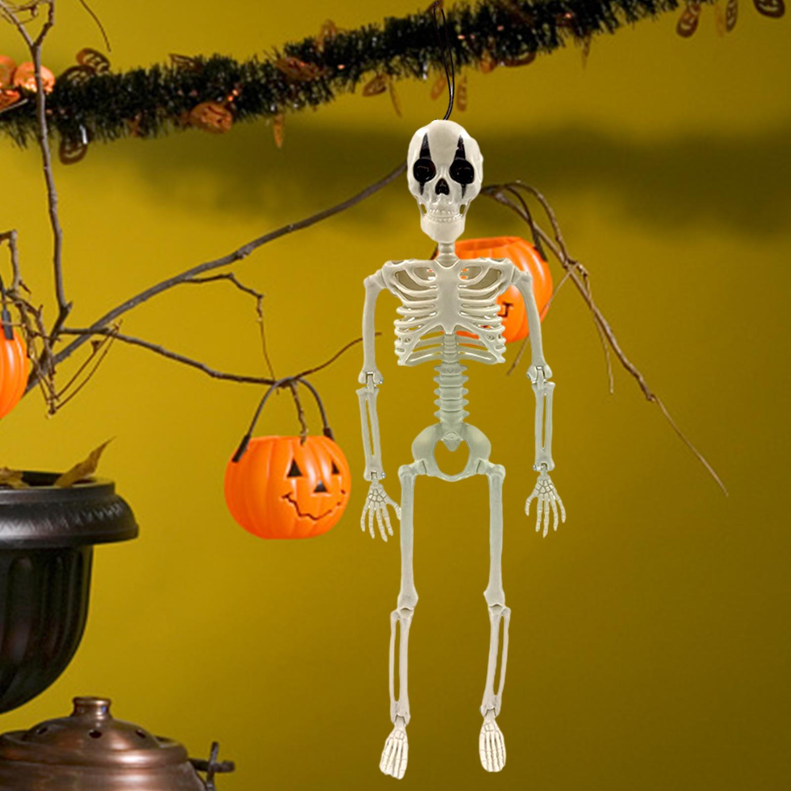 Posable Joints Skeleton Decor Hanging Skeleton for Haunted House Yard Garden Red Nose