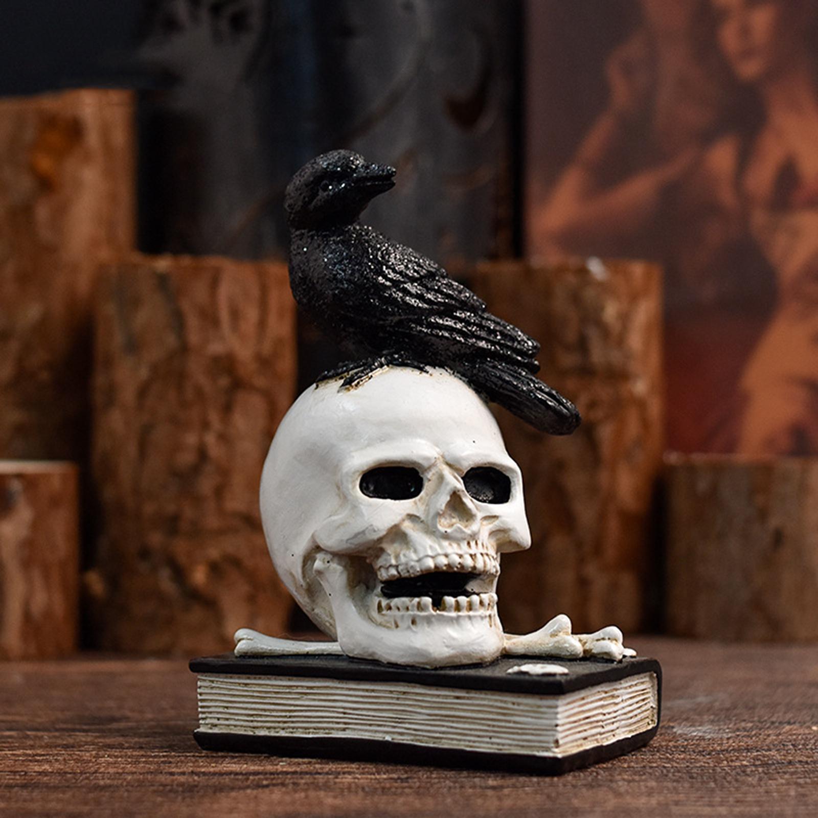 Halloween Sculpture Horror Ornament Macabre Home Decor for Party Crow 8x5x12cm