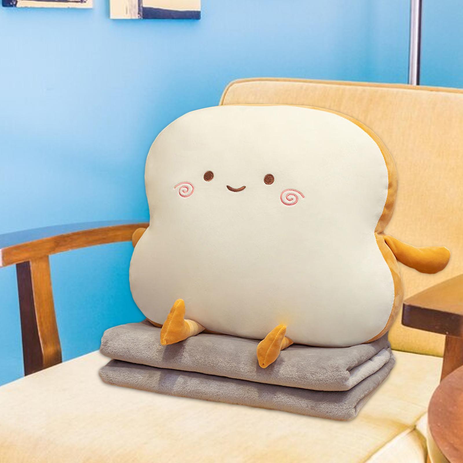 Bread Plush Pillow with Blanket Adorable Sofa Pillow for Bedroom Office Car Style B
