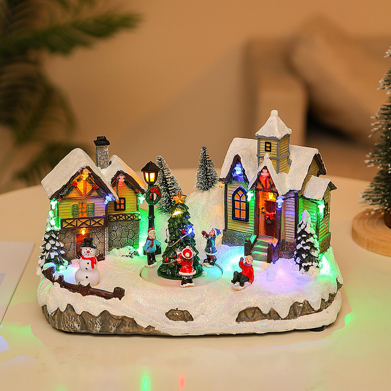 Christmas Houses with Light Miniature for Kitchen Tabletop Fireplace