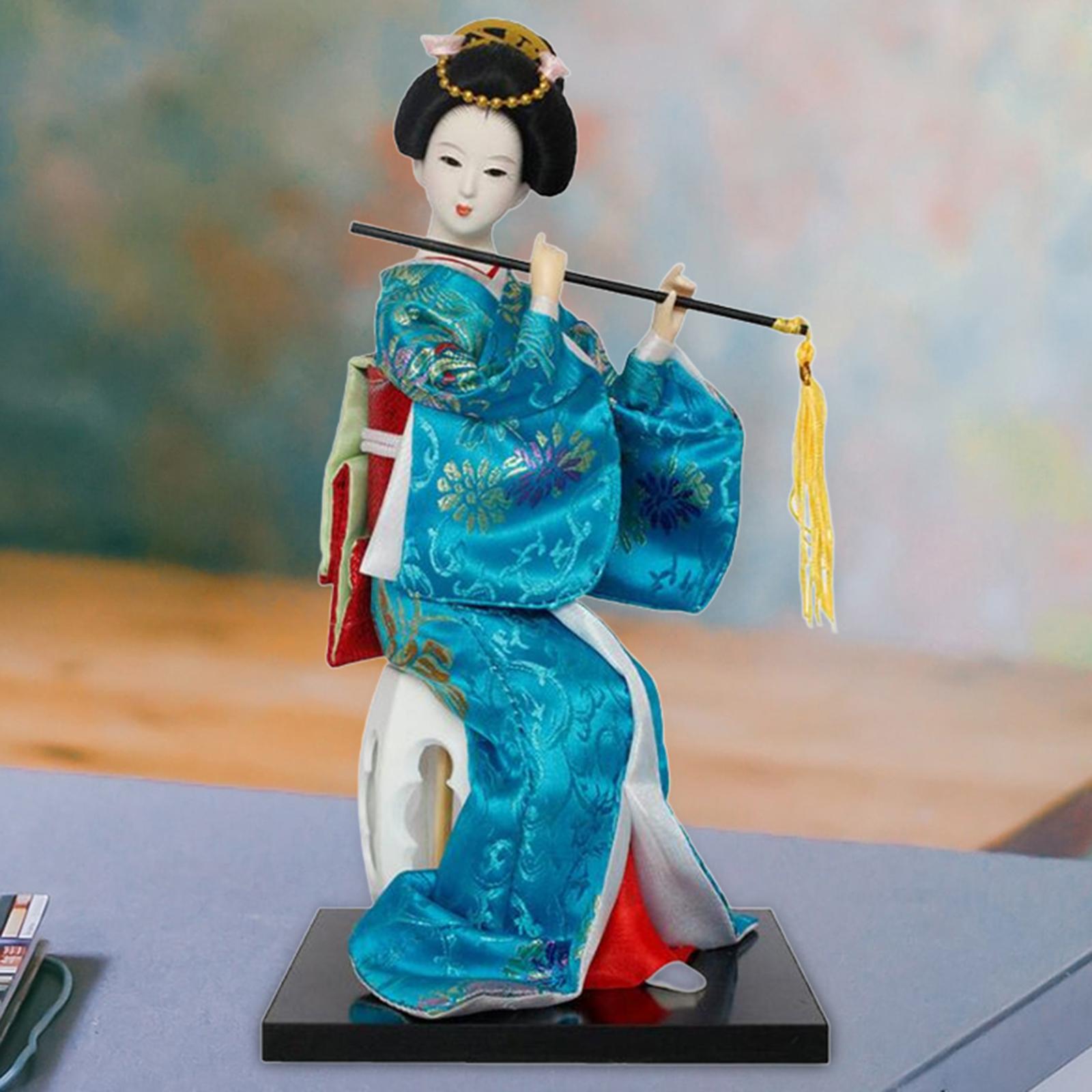 12in Japanese Geisha Handicraft Kimono Dolls Shelf Decor