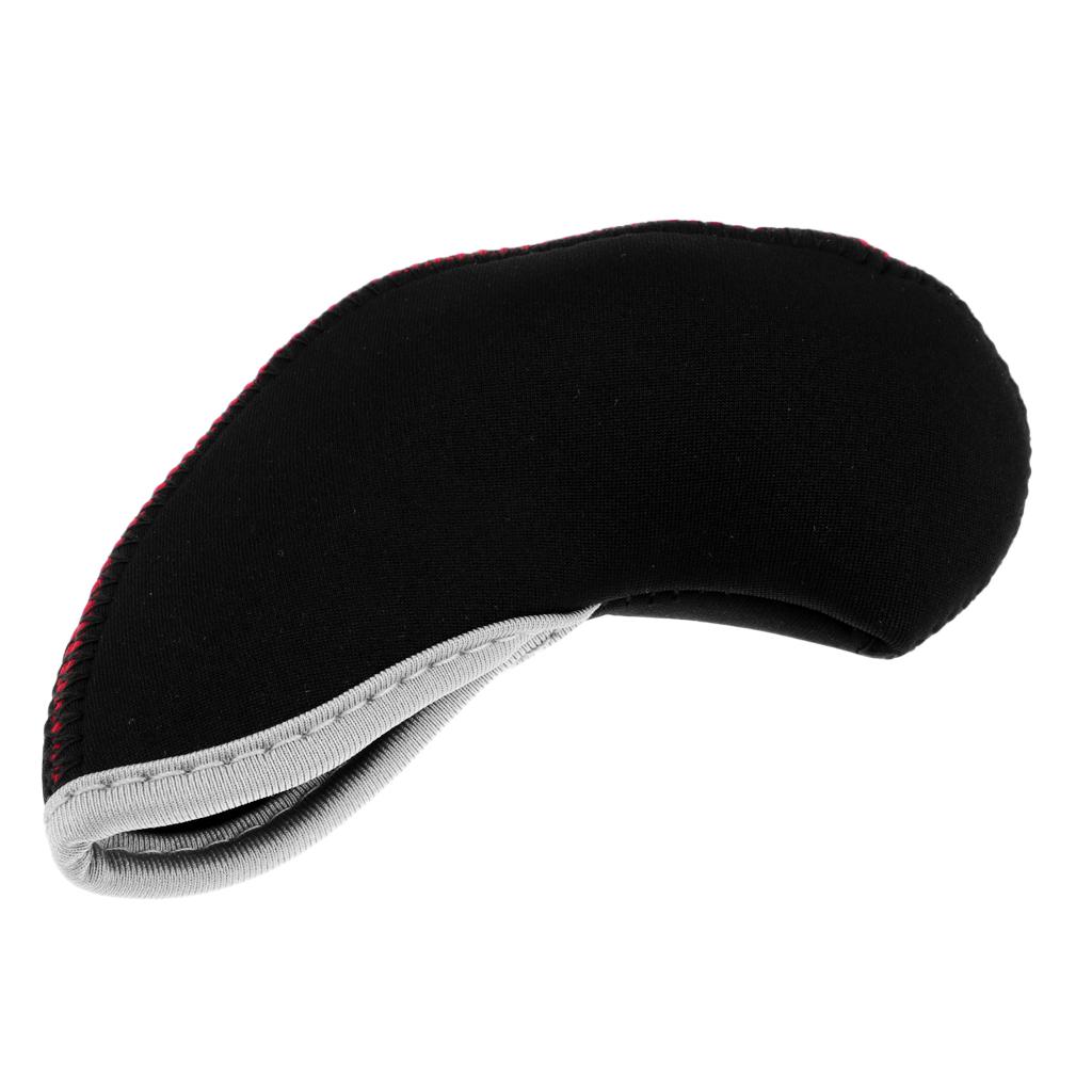 10pcs Neoprene Golf Club Head Covers Wedge Iron Protective Black+Red