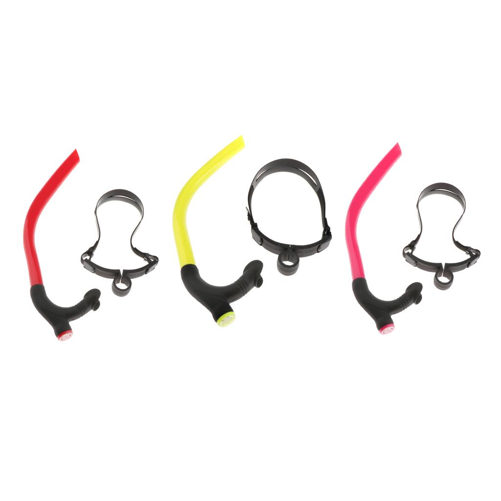 Swimming Center Snorkel Silicone Breathing Tube Adjustable Head Strap Yellow