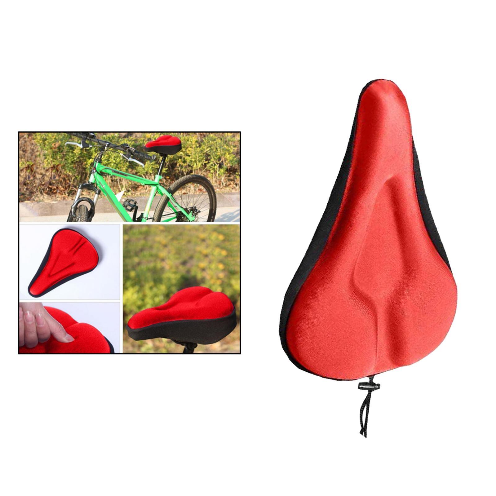 Bike Seat Cover Bicycle Silicone 3D Gel Saddle Pad Padded Soft Cushion Red