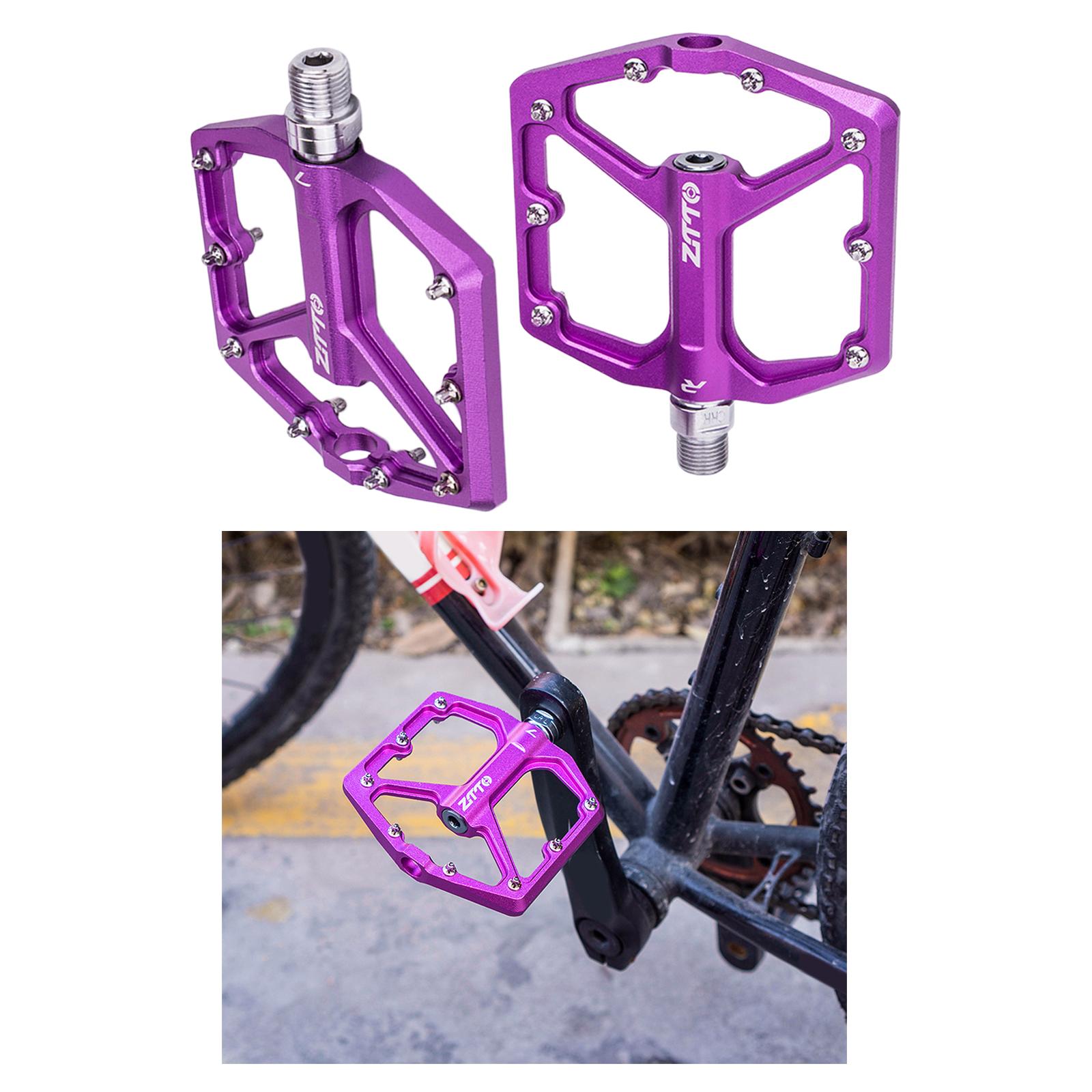 MTB Bicycle Pedals 9/16 Lightweight Sealed Bearing Flat Pedal Purple