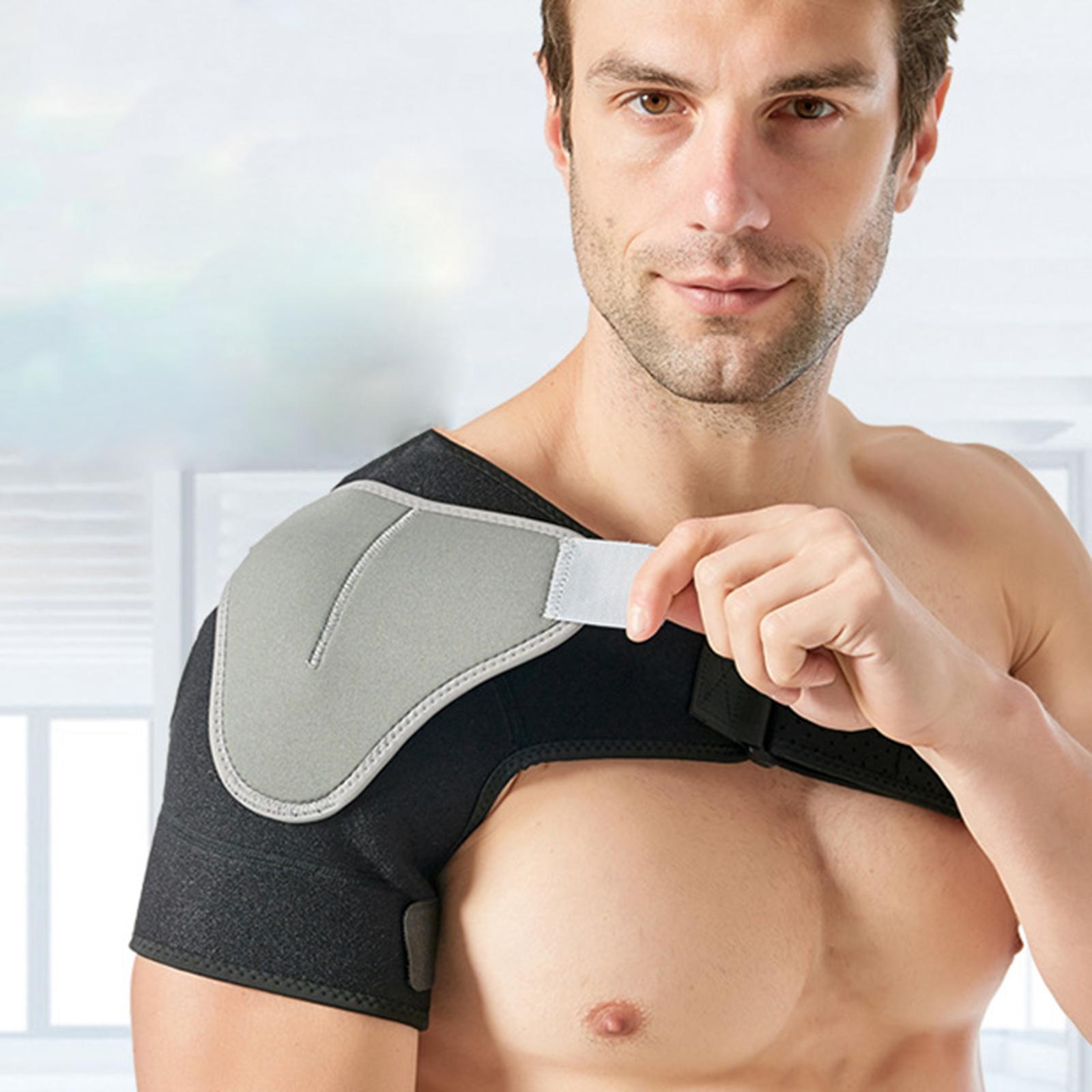 Shoulder Straps Breathable Anti-Strain Relief Pain Tendonitis Pad for Men Black