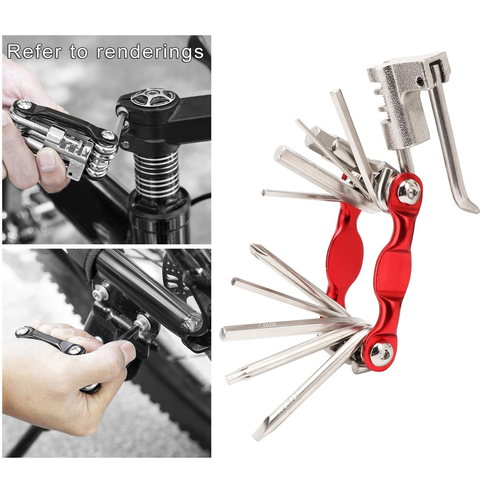 Portable Multifunction Bicycle Repair Tool Set 11 in 1 for Motorcycle red