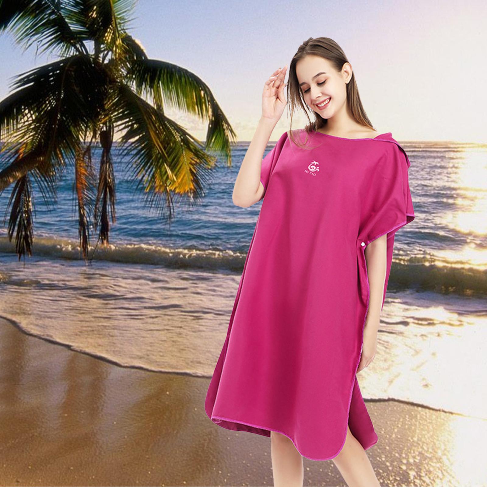 Microfiber Surf Poncho Changing Robe Wetsuit Soft for Swim Fuchsine