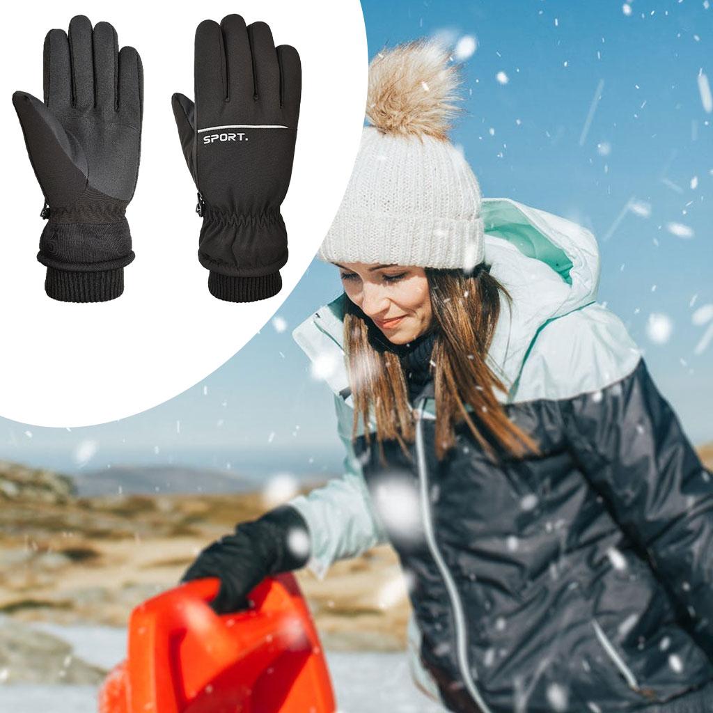 Windproof Gloves Touchscreen Thermal Fleece Sports Snowboarding HX 103 Black