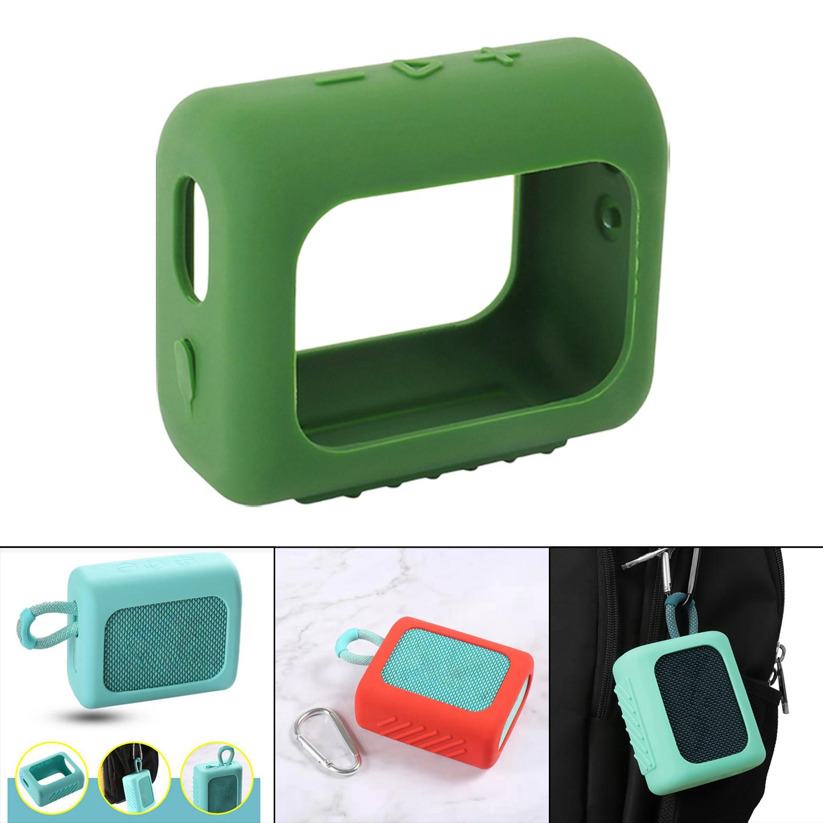 Speaker Silicone Case with Bag Hook Speaker Accessories Portable for Go3 Green