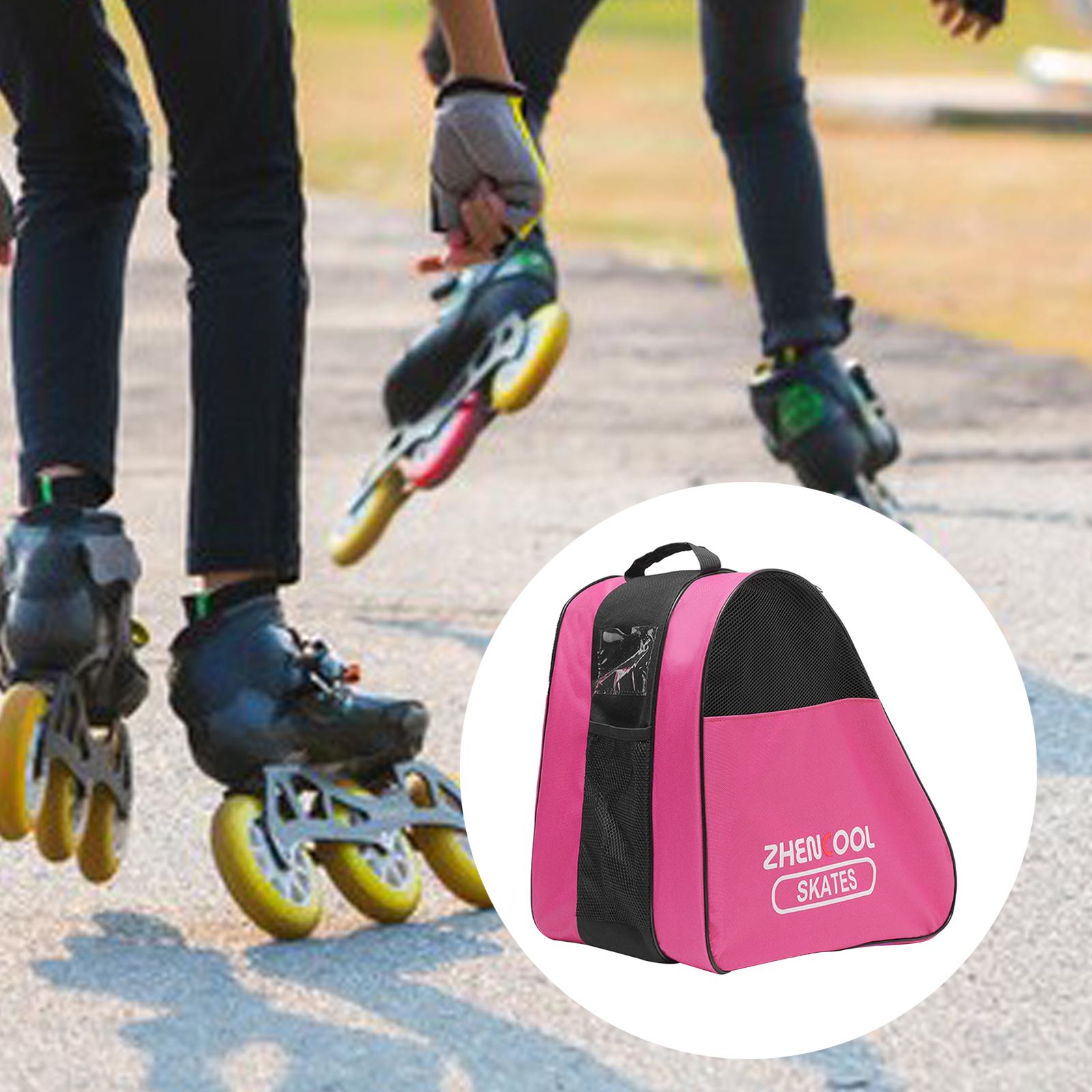 Skating Shoes Bag Handbag Breathable 3 Layers Inline Skate Carry Bag Case Pink Half Mesh
