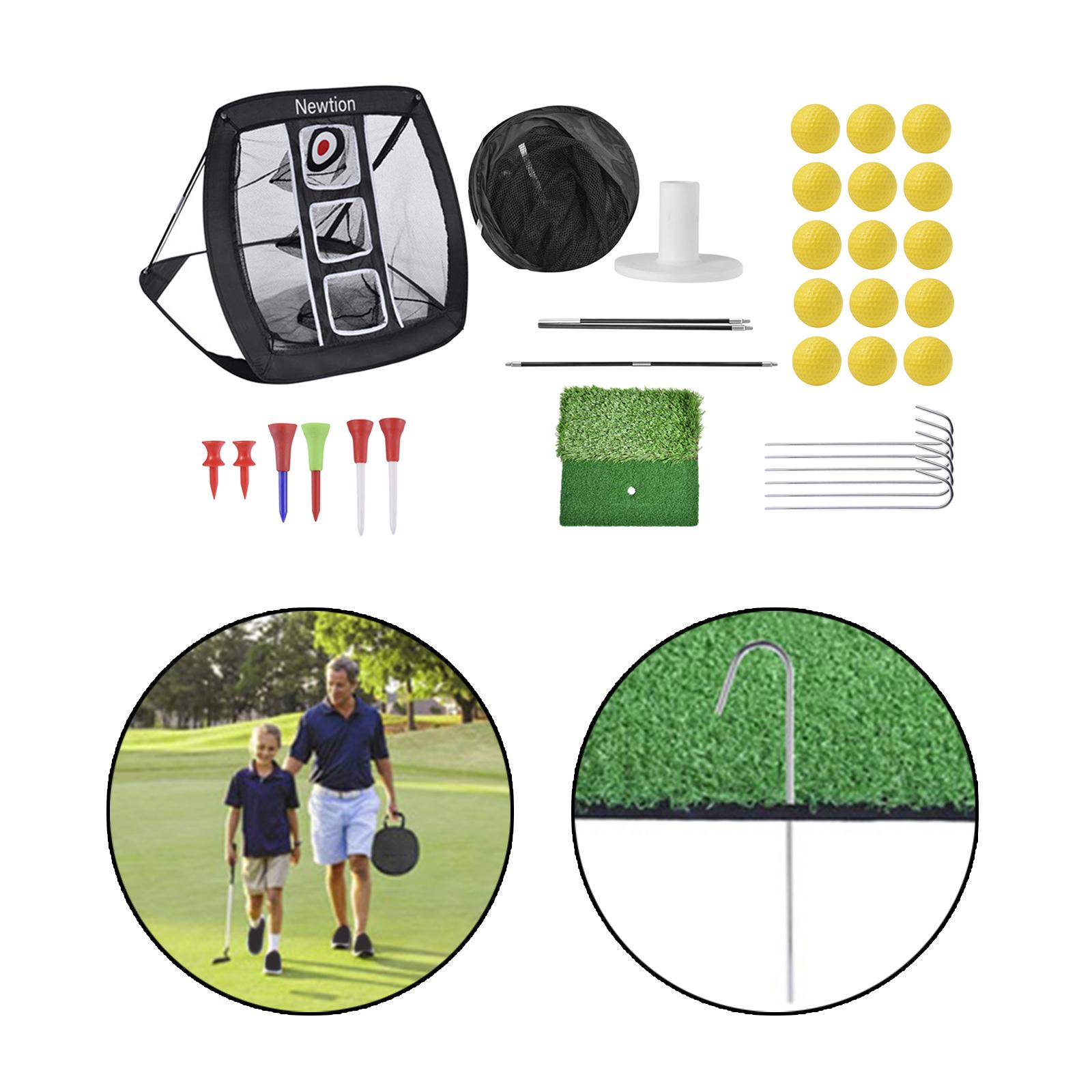Golf Chipping Net Hitting Mat Swing Equipment Tee Holder Home Yard
