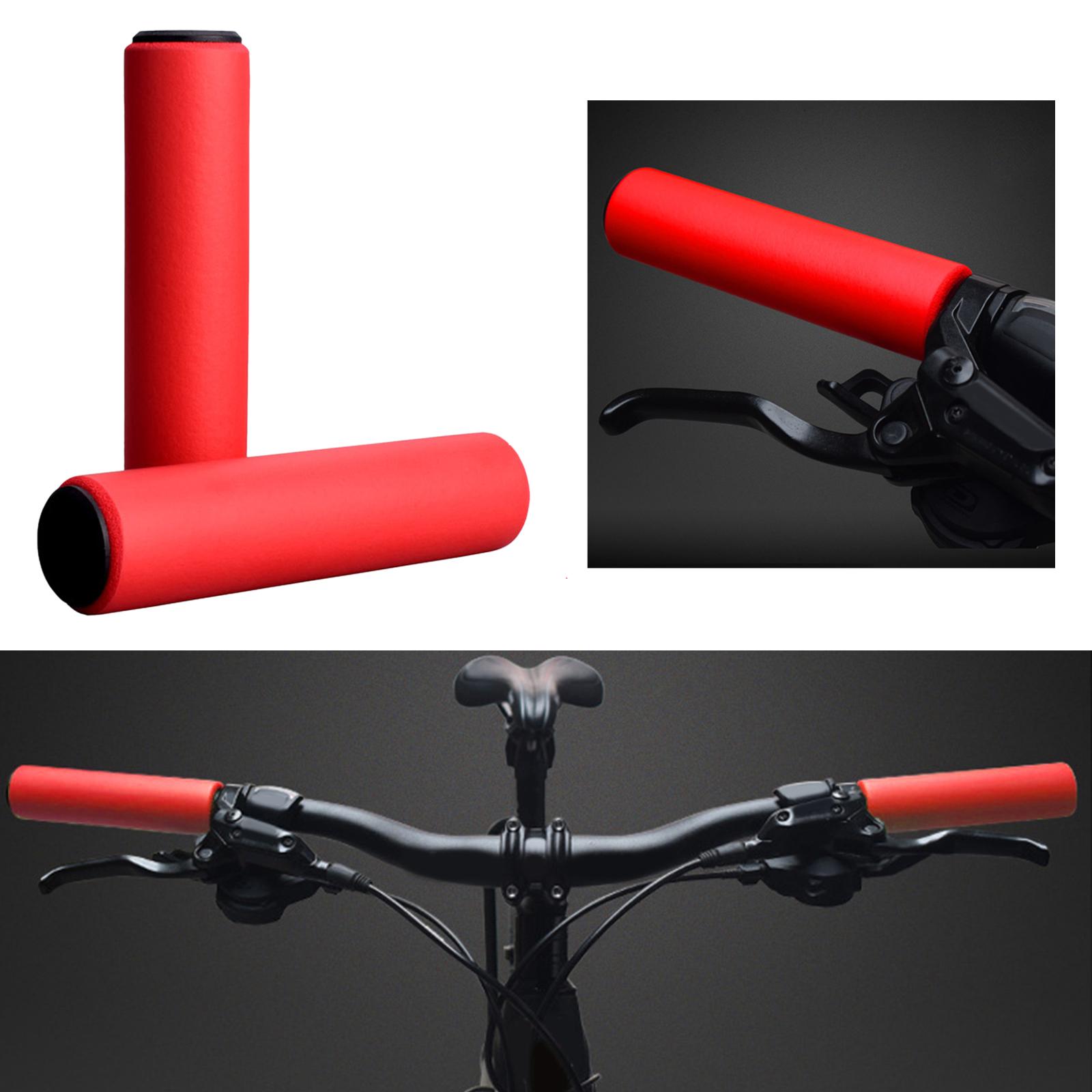 MTB Bicycle Handle Grips High Density Foam Silicone Shock Absorption Red