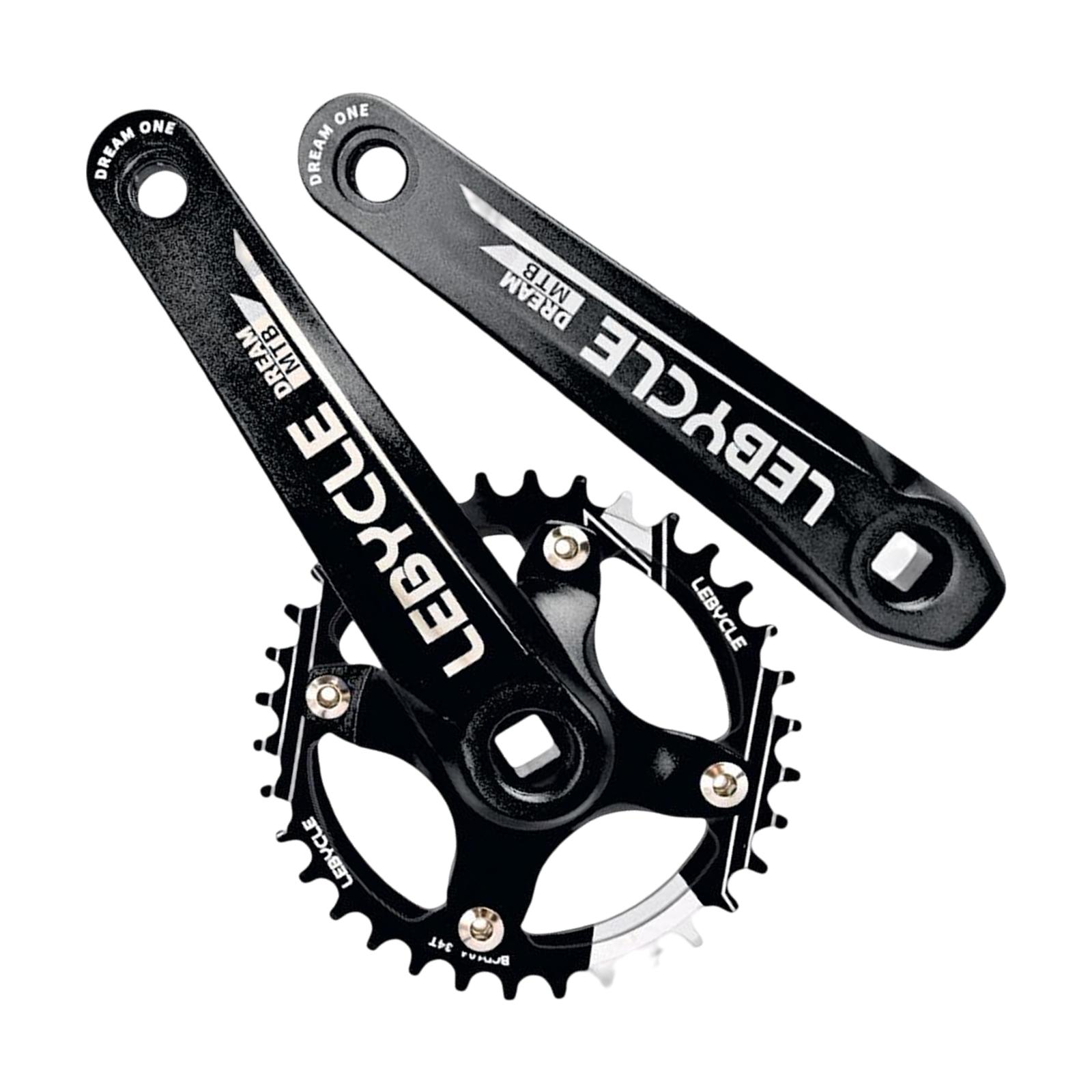 Mountain Bike Crankset 170mm Square Taper Aluminum Alloy Black Crankset 34T