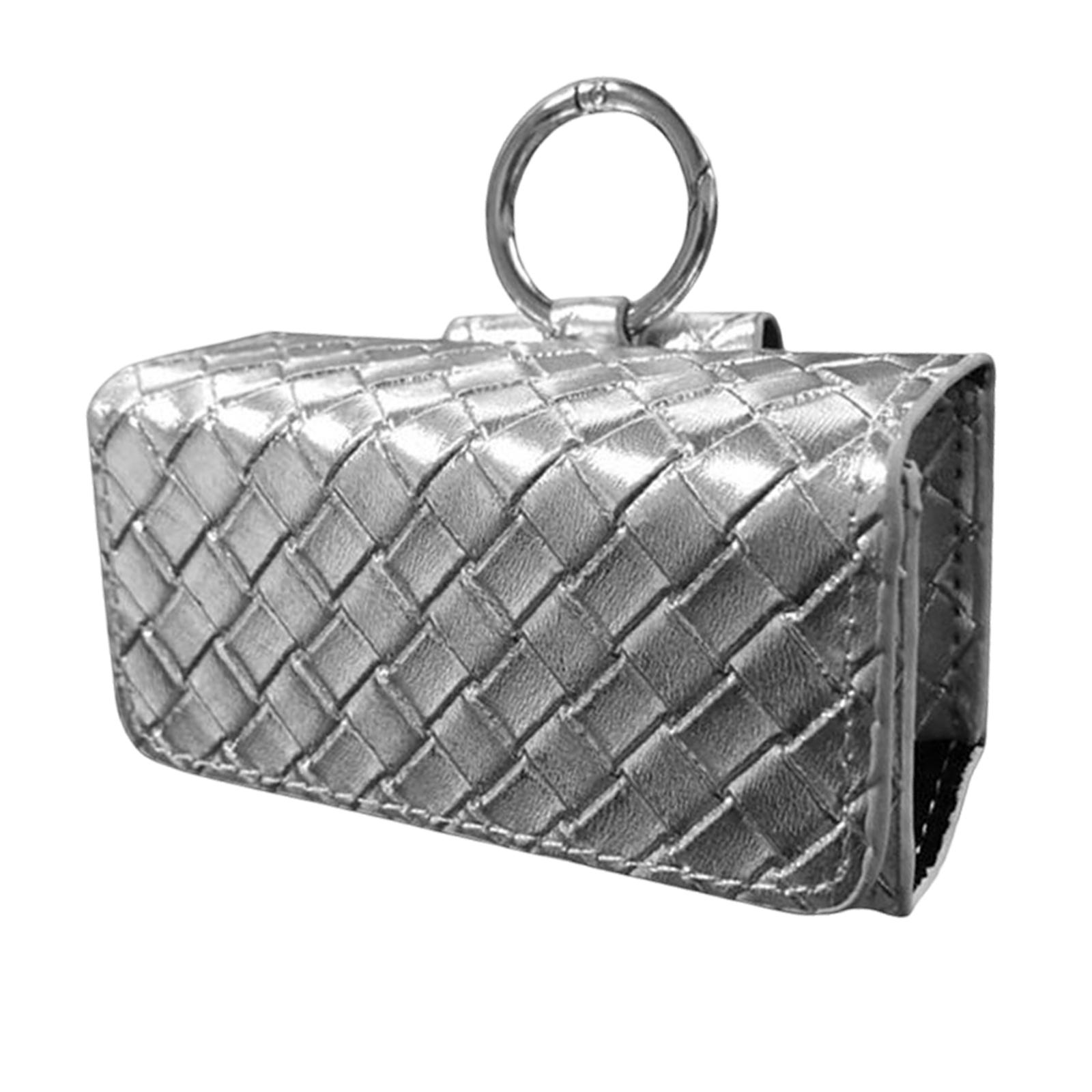 Golf Ball Pouch Portable Carrying Bag Balls Holder Woven Pattern Silvery