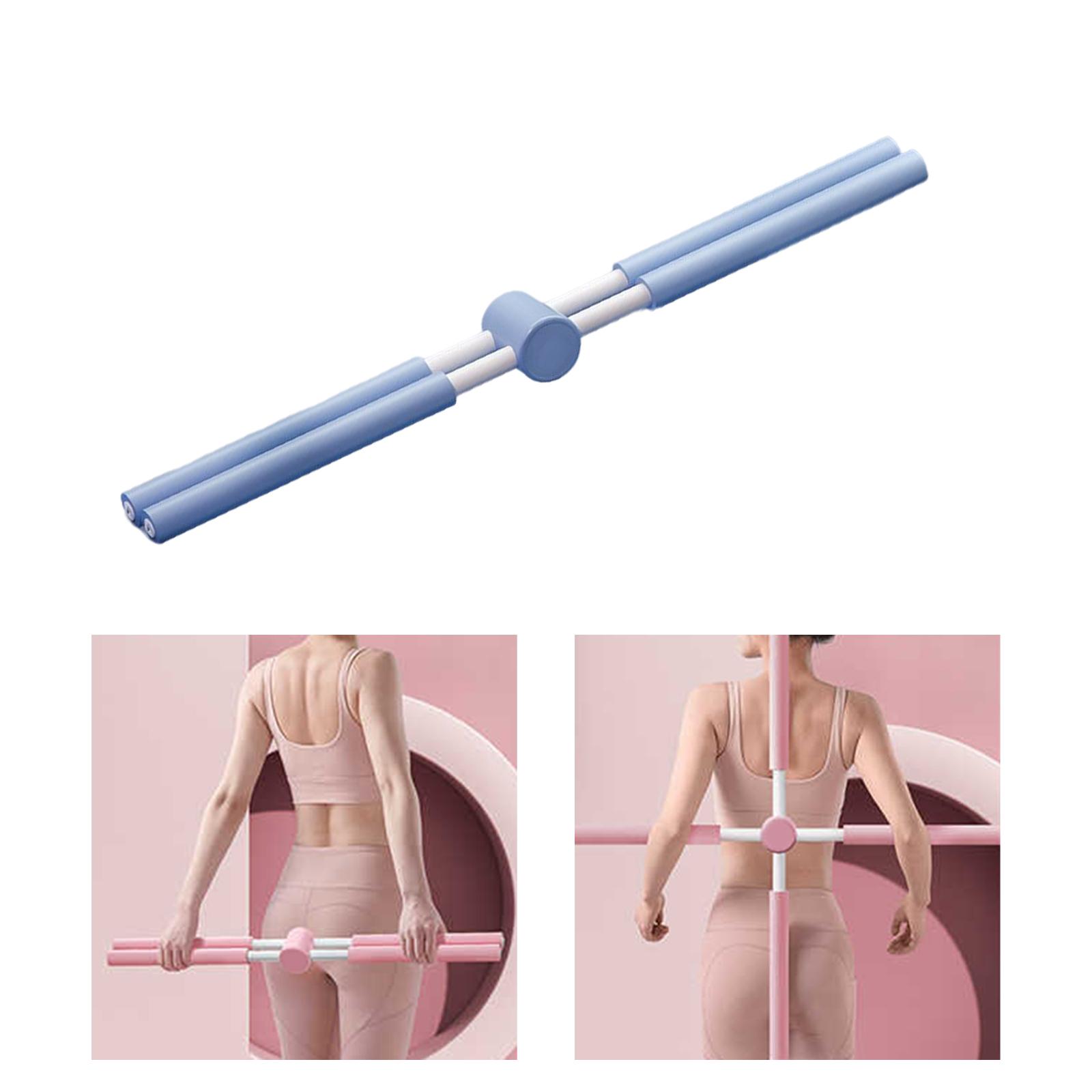 Yoga Stick Open Shoulder Pranayama Stretching for Body Sculpting Blue