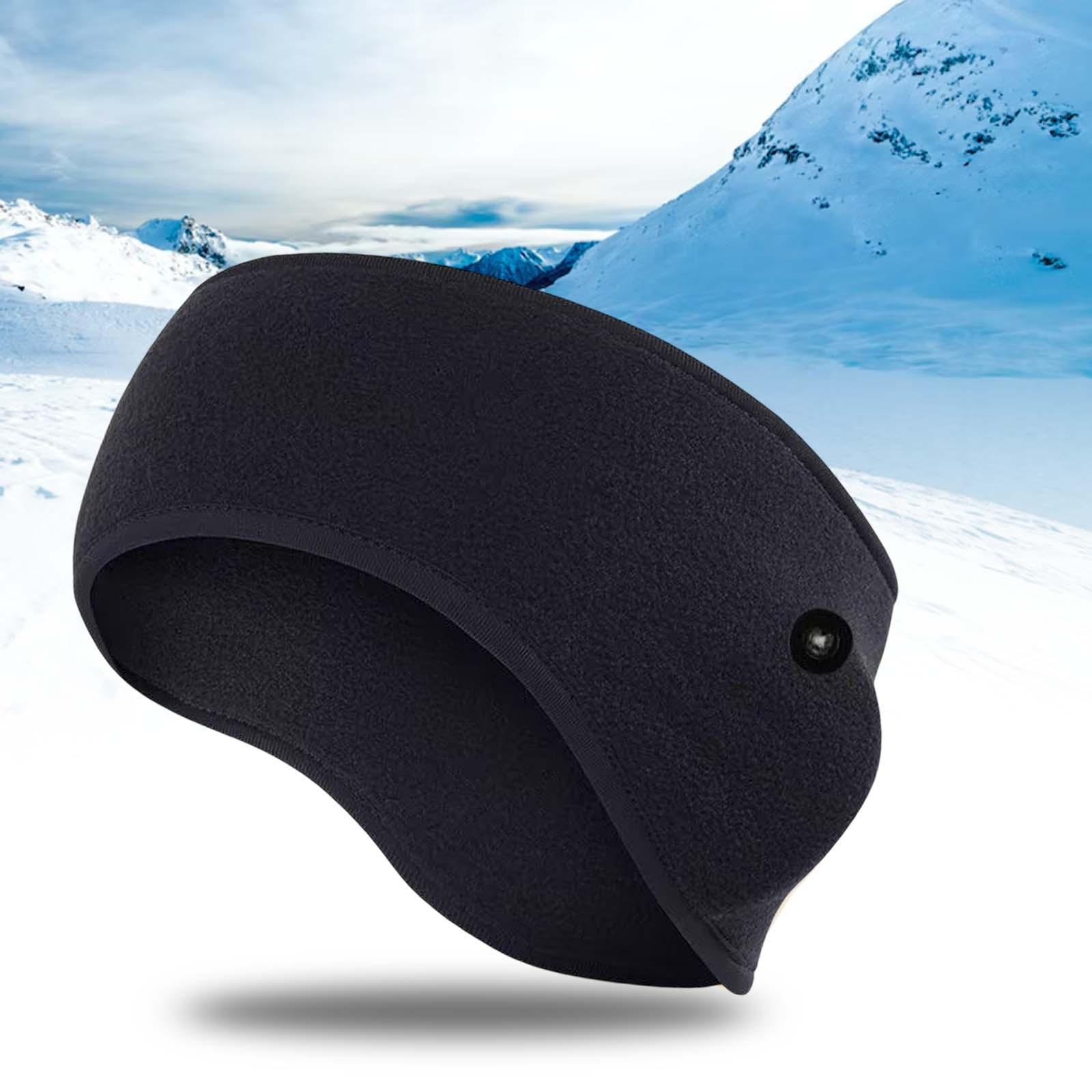 Ear Warmers Headband with Buttons Winter Earmuffs for Adults Cycling Skiing Yellow