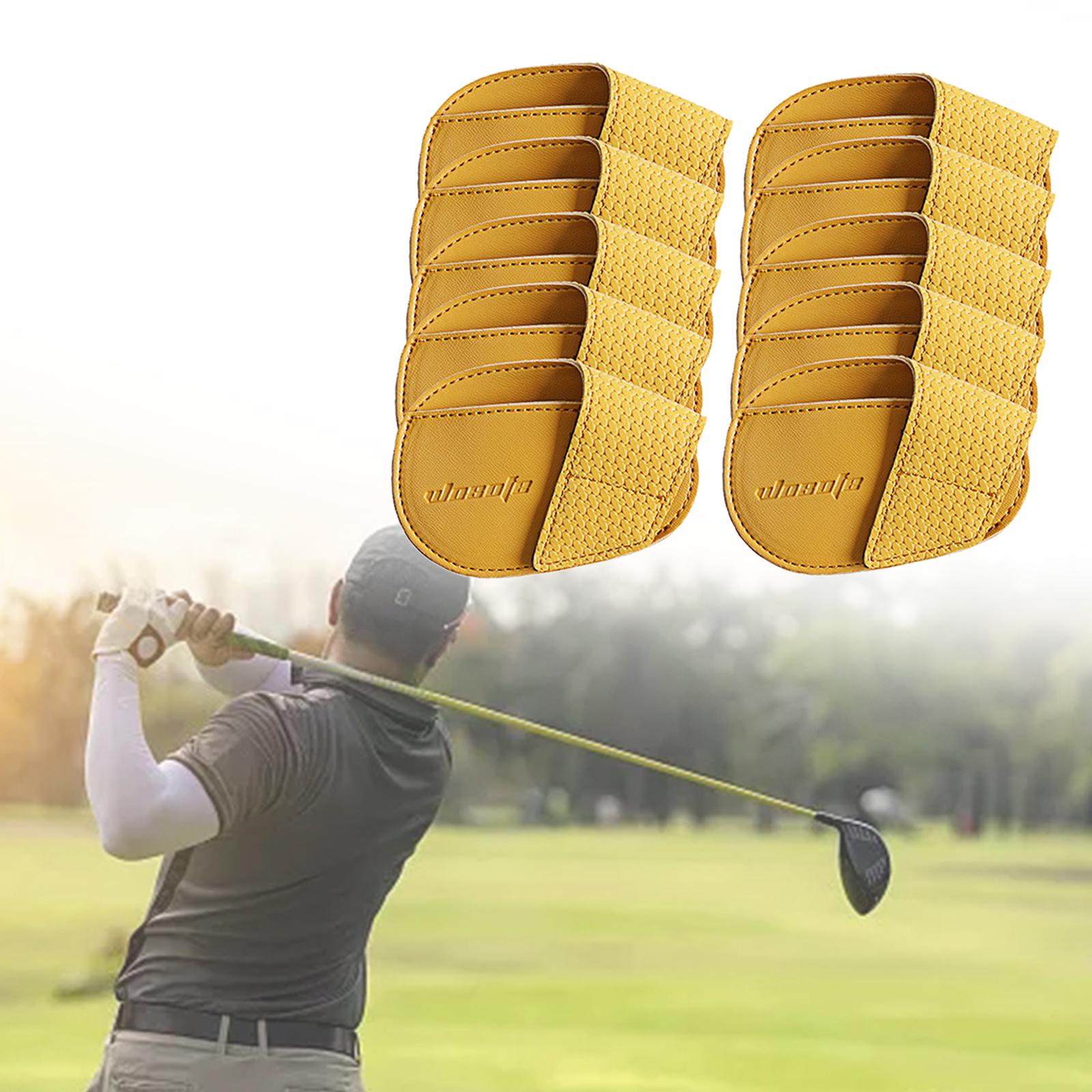 Golf Head Covers PU Portable Protector for Athlete Travel Golf Training Yellow Large