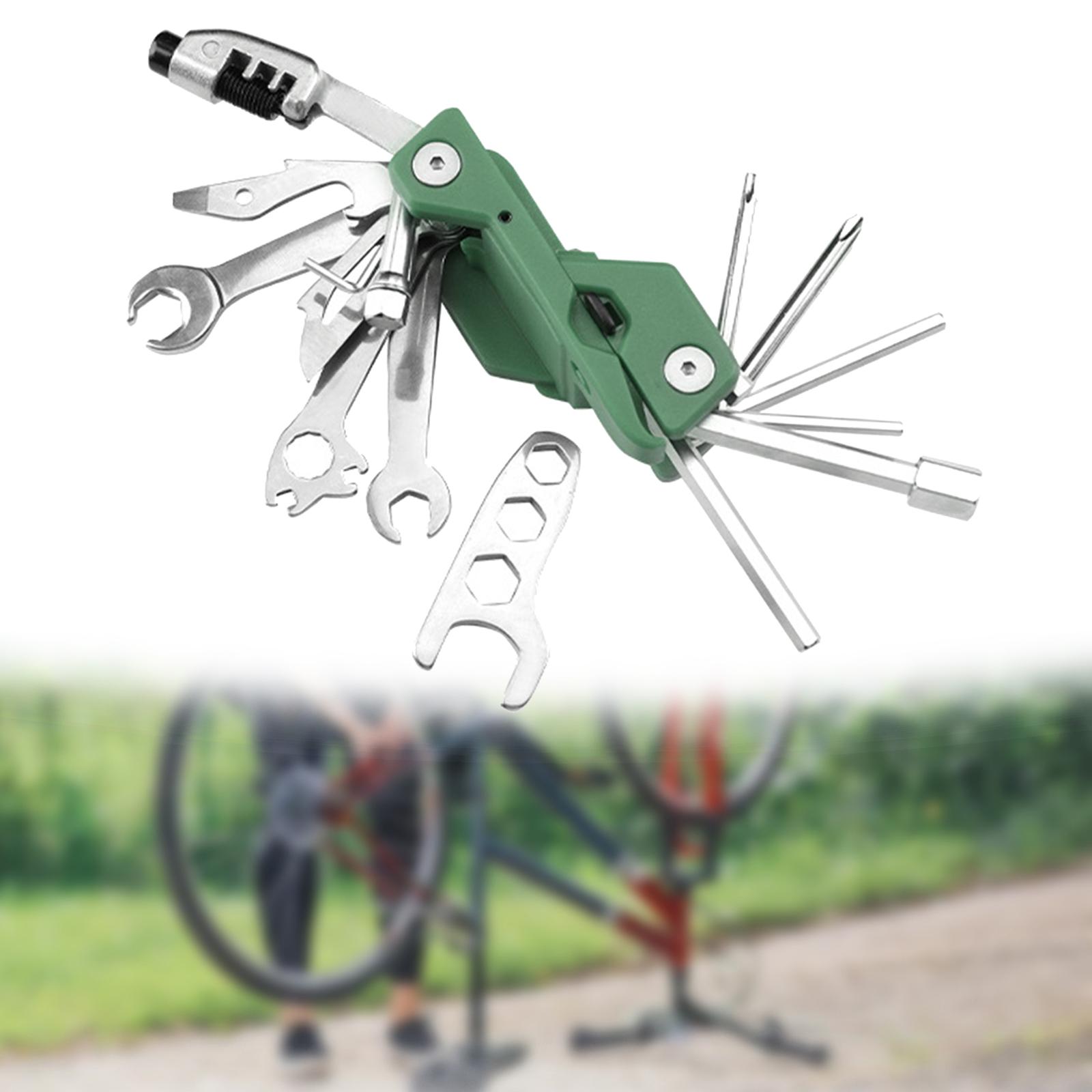 Bike Repair Tool Kit Screwdriver Multi Function for Emergency Maintenance Green