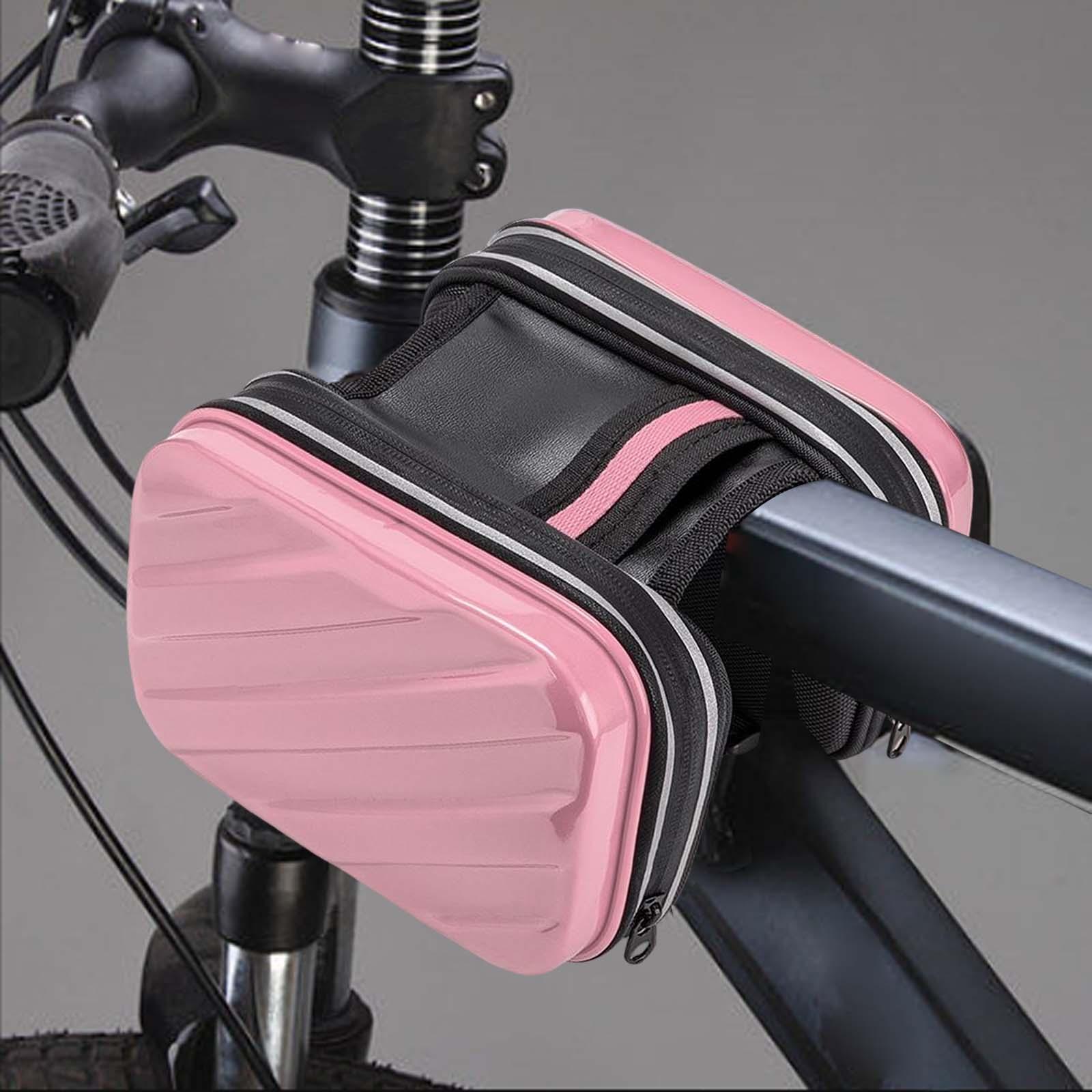Hard Shell Bike Frame Front Bag Large Capacity for Keys Small Tools Storage Pink