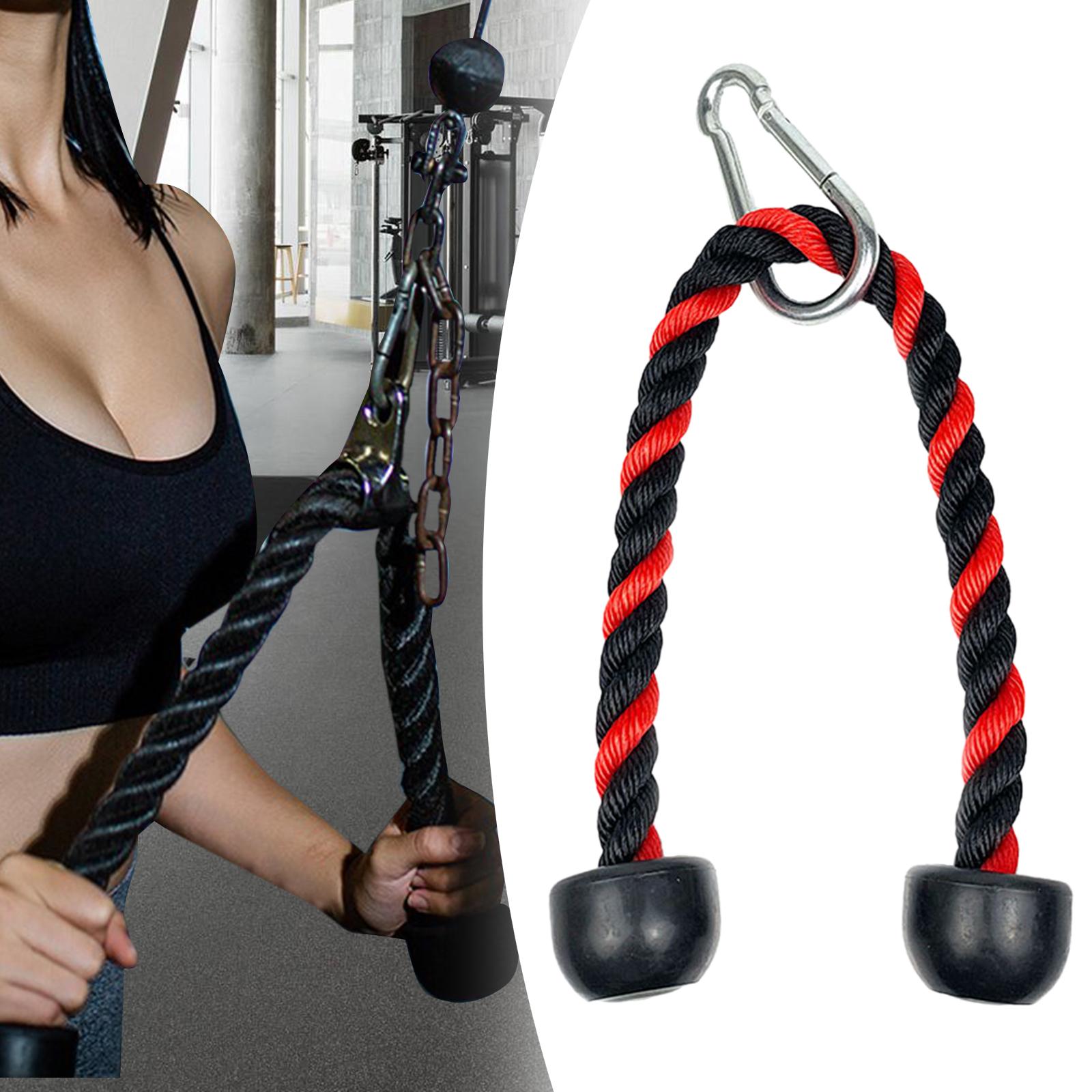 Tricep Rope Cable Attachments Heavy Duty for Forearm Weight Lifting Shoulder Black and red